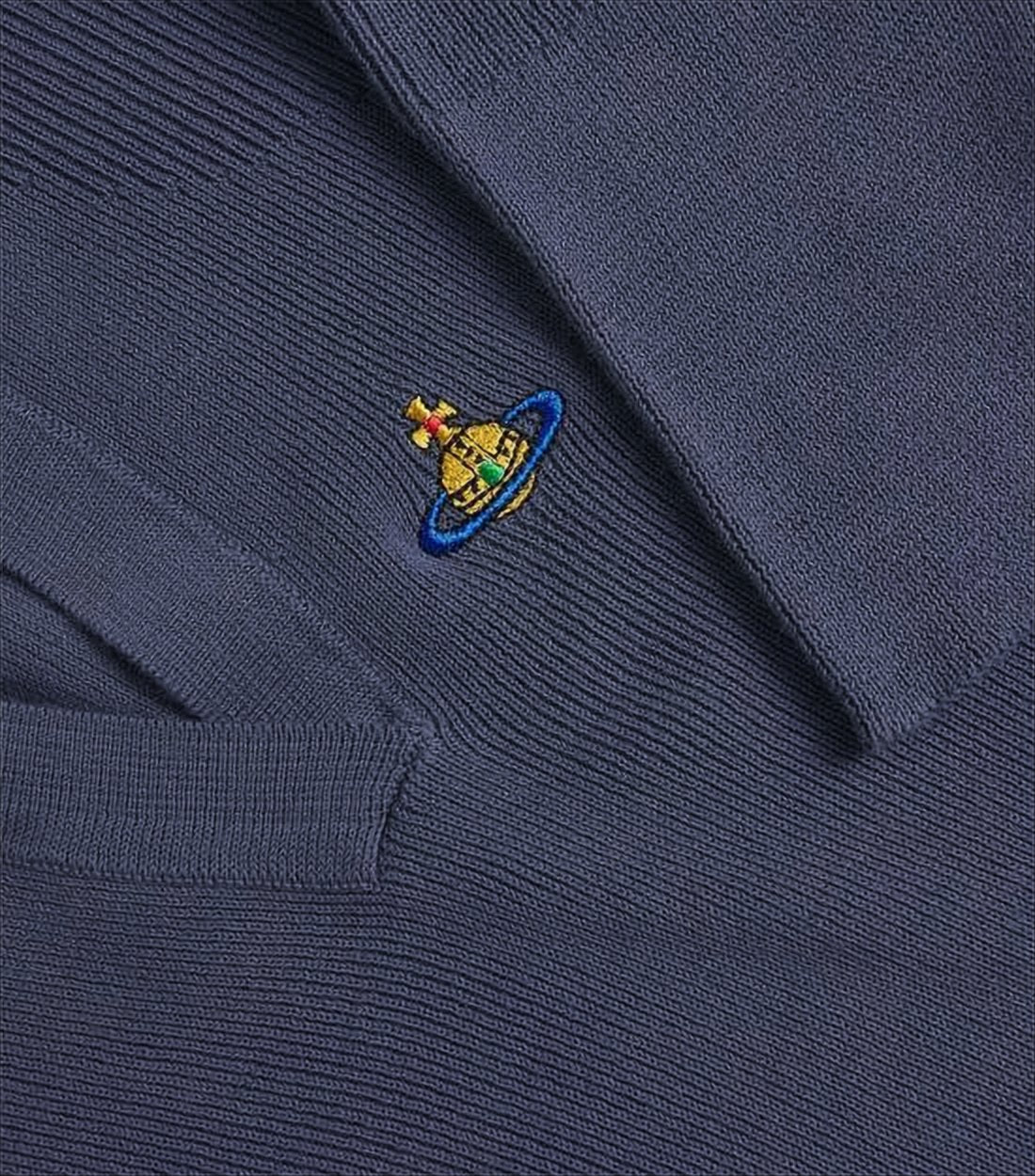 Fitted Ribbed Knit Sweater with Colorful Embroidery
