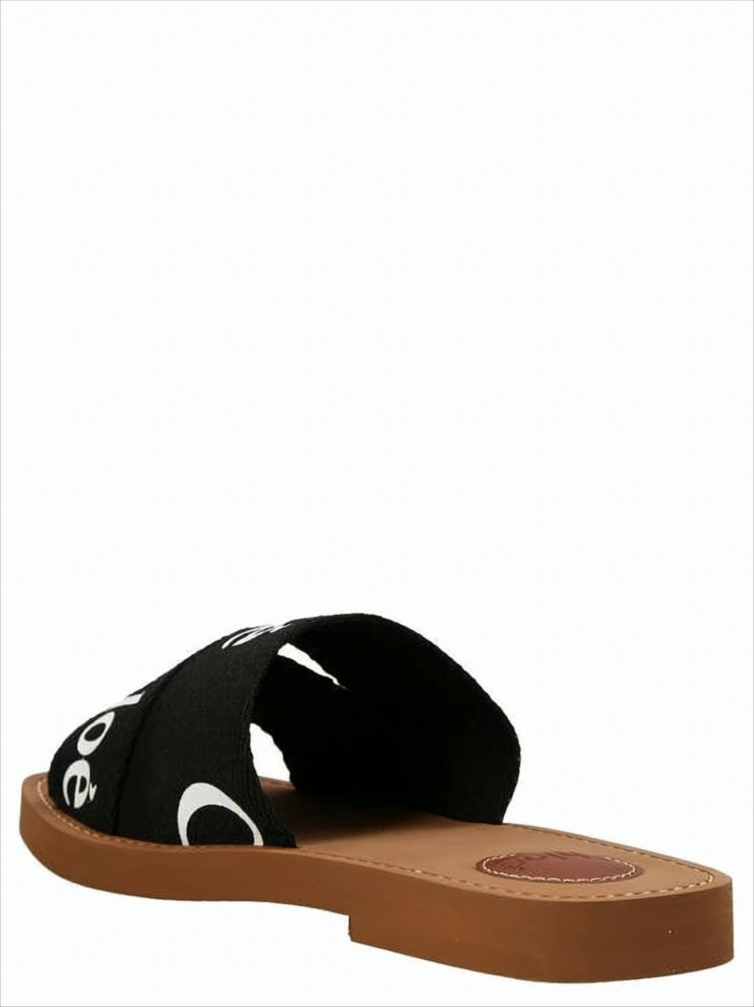 Flat Black Linen Slide Sandal