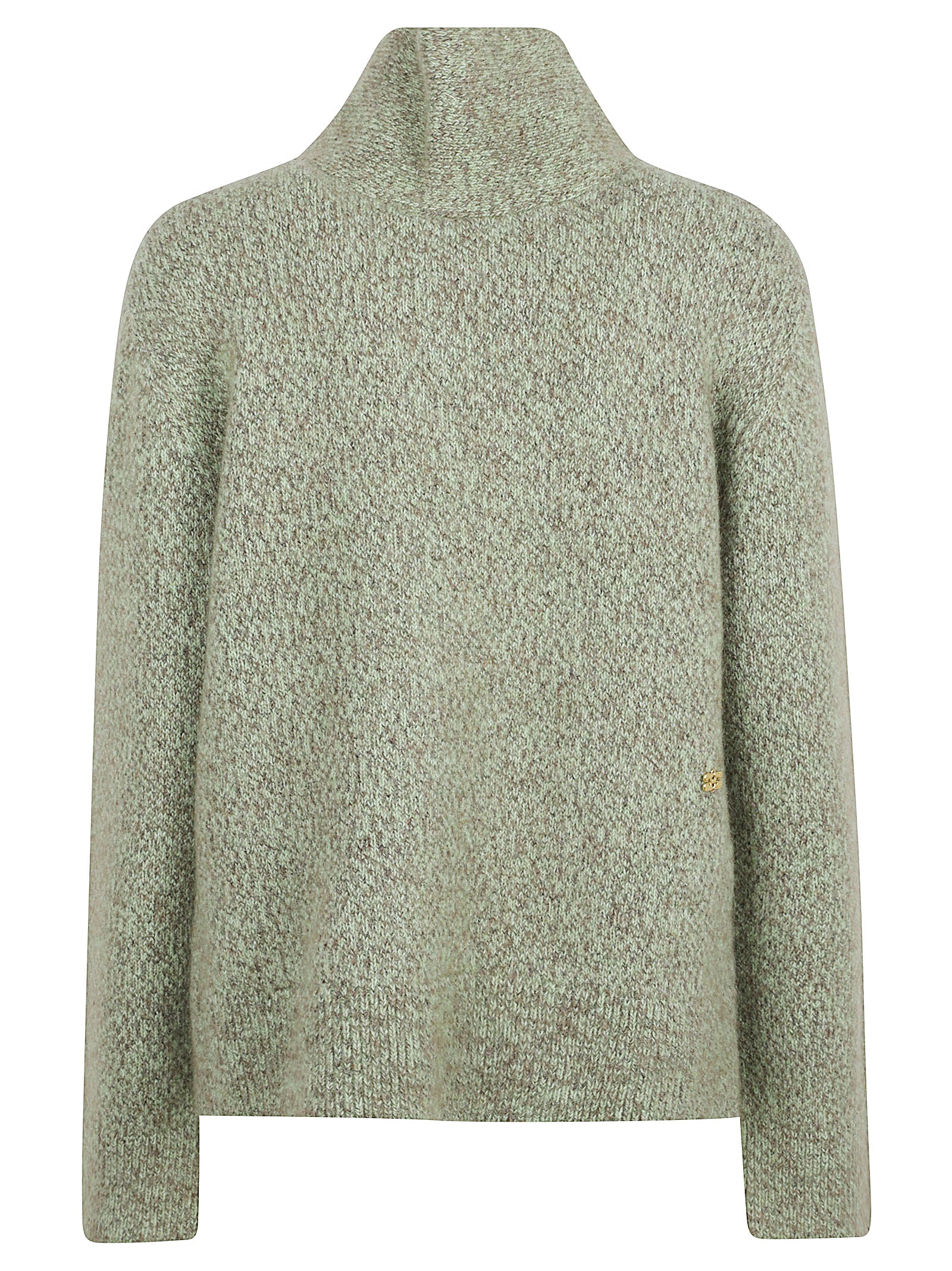 Textured Knit Sweater With Overlapping Collar