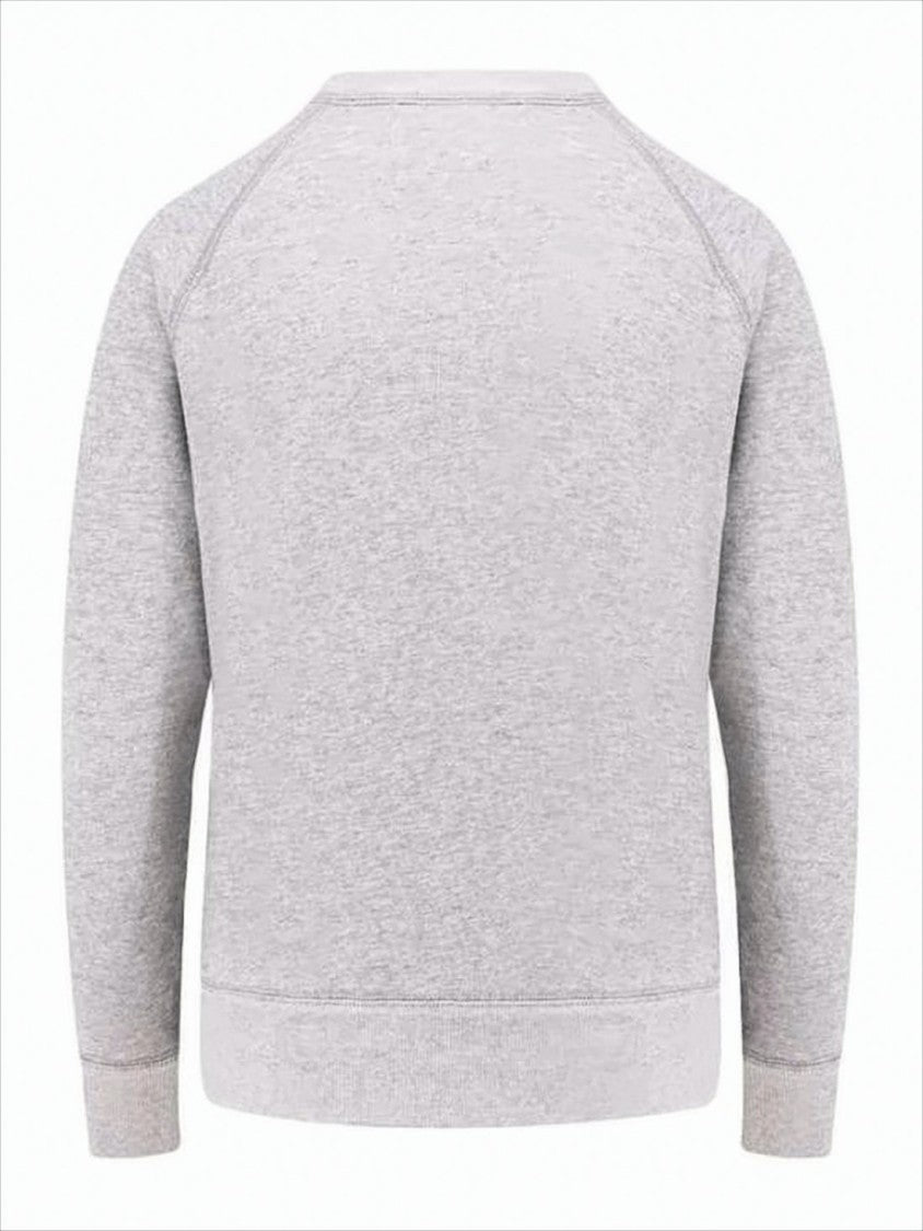 Heather Grey Long-Sleeved Sweatshirt with Minimalist Emblem