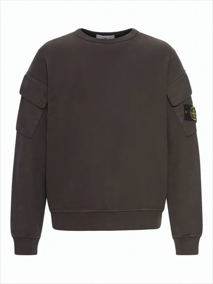 Relaxed Fit Long Sleeve Crewneck Sweatshirt with Flap Pockets