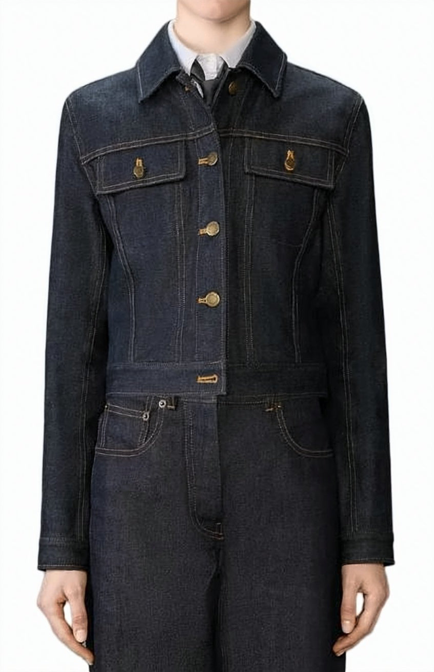 Cropped Denim Jacket with Structured Silhouette