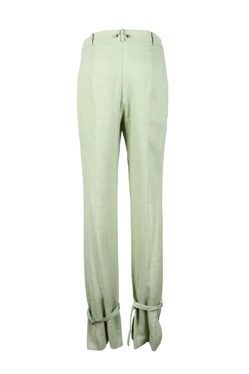 Viscose Linen Stretch Trousers - Green