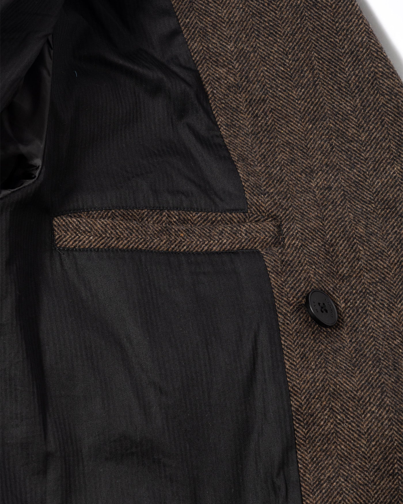 Herringbone Double-Breasted Overcoat with Structured Collar