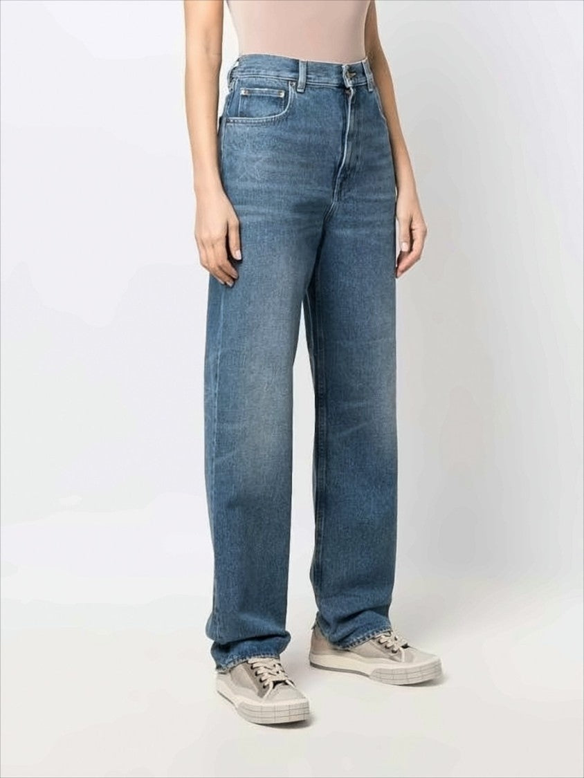 Straight-Leg Denim Pants With Star-Studded Detailing