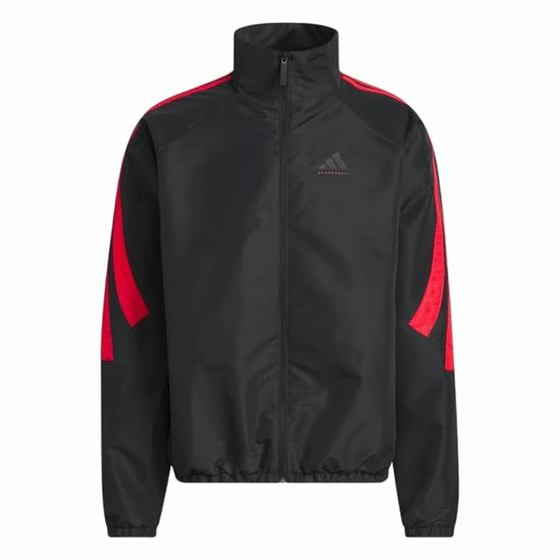 Black Jacket with Bold Red Accents