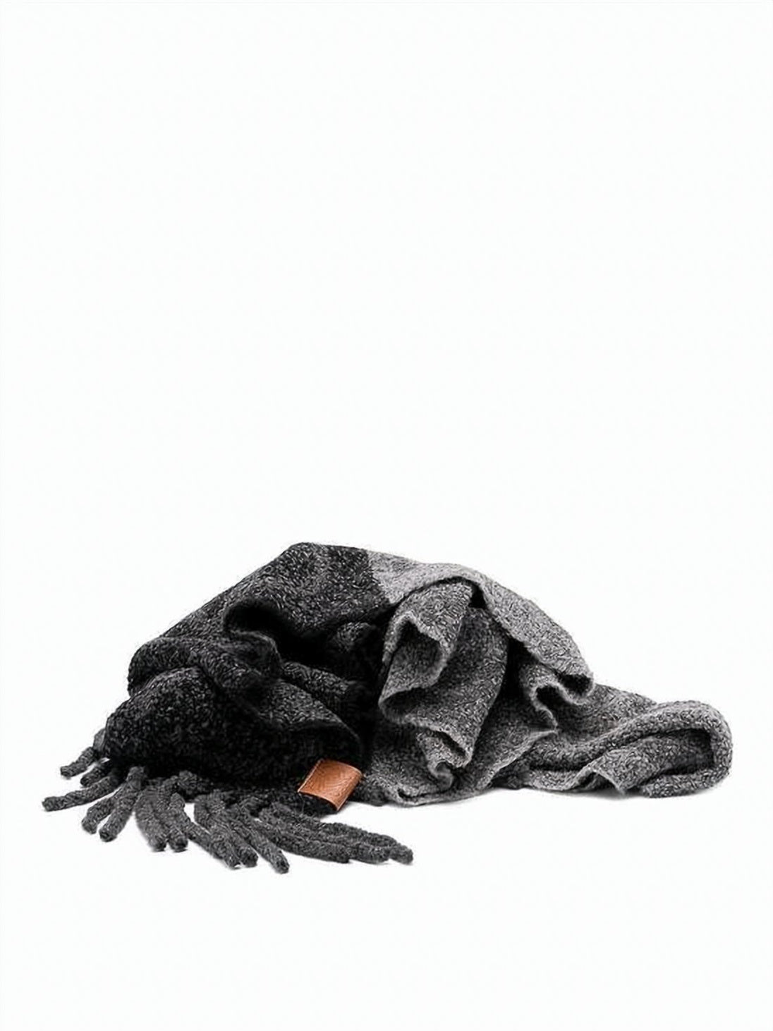 Jacquard Wool-Alpaca Scarf with Fringed Ends
