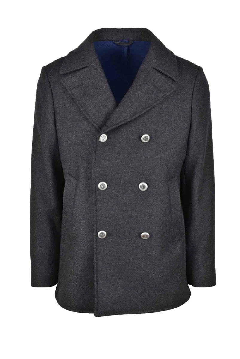 Double-breasted Coat - Black/Grey