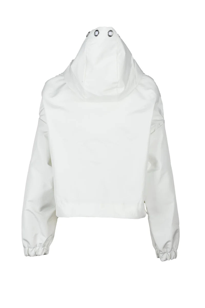 Cropped Polyester Coat - White