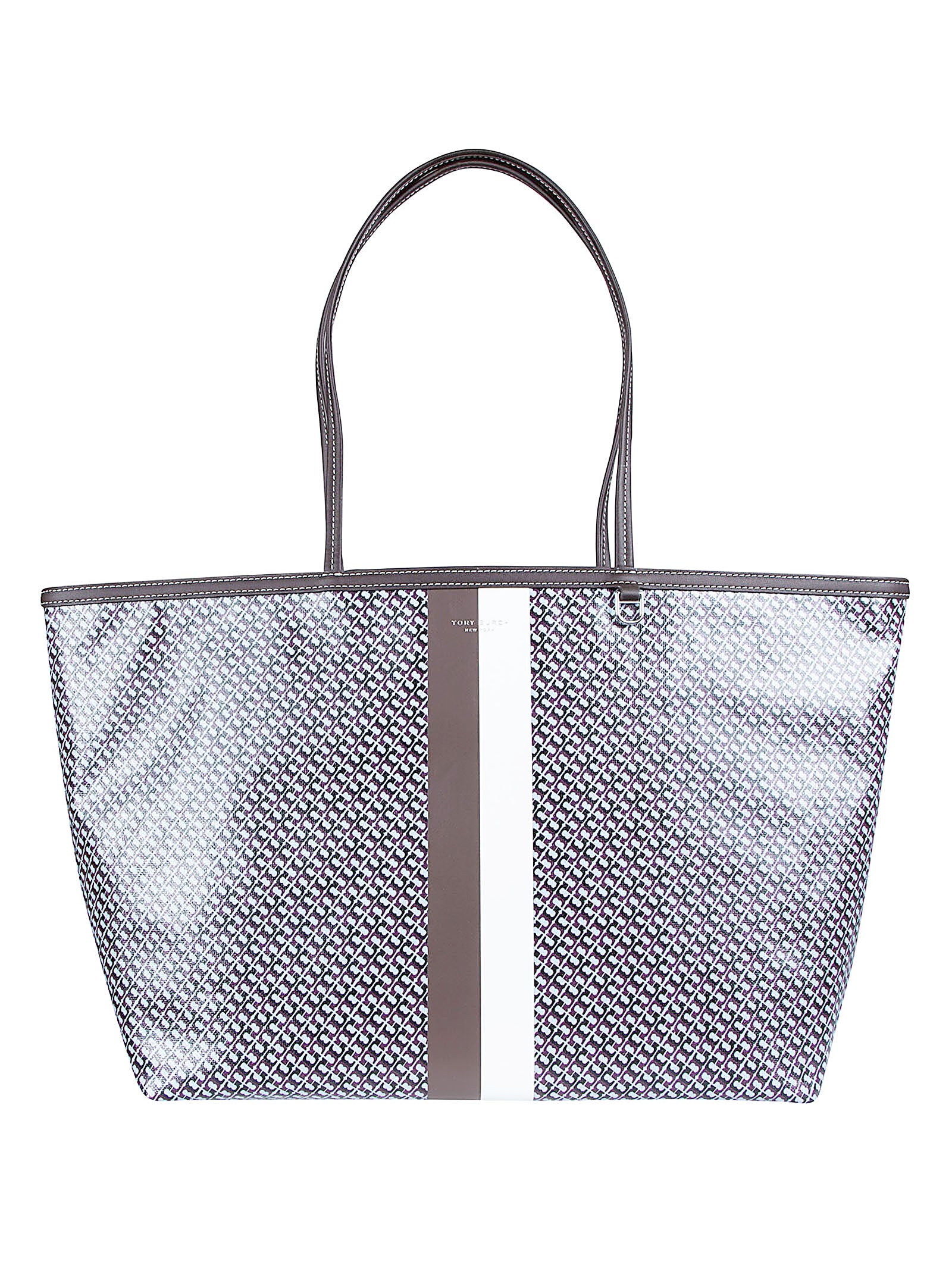 Geometric Patterned Racer Tote Bag with Dual Top Handles