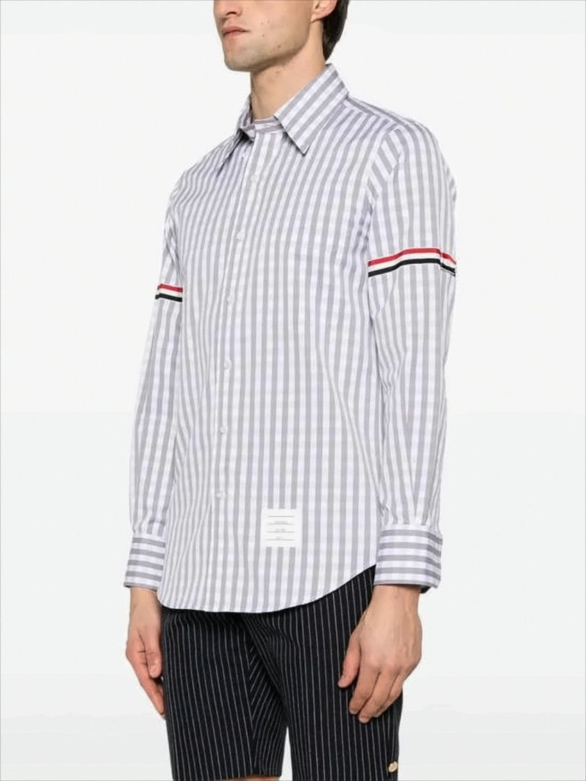 Gingham Check Long-Sleeve Shirt with Signature Stripes
