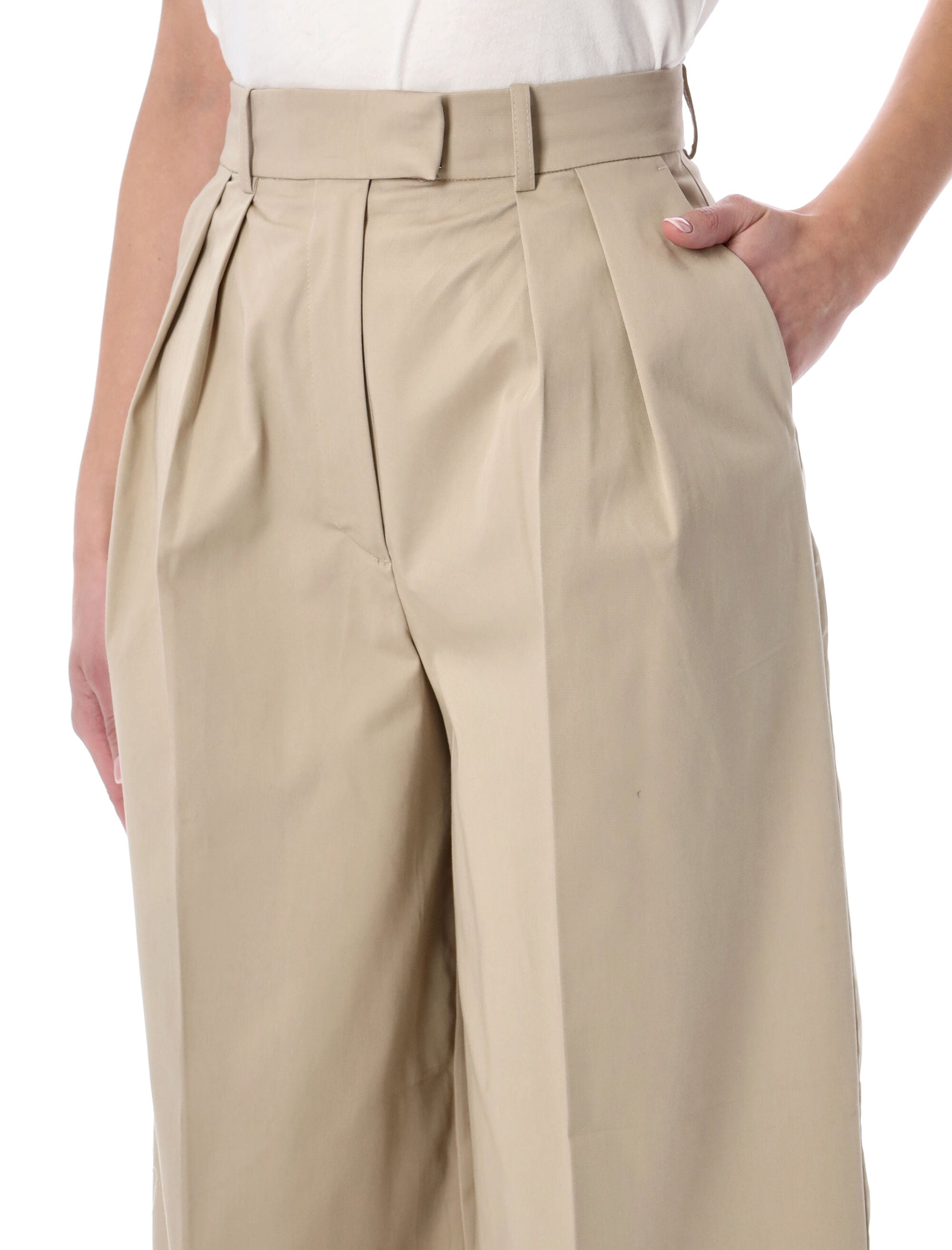 High-Rise Wide Trousers With Double Front Pleats And Contemporary Cut