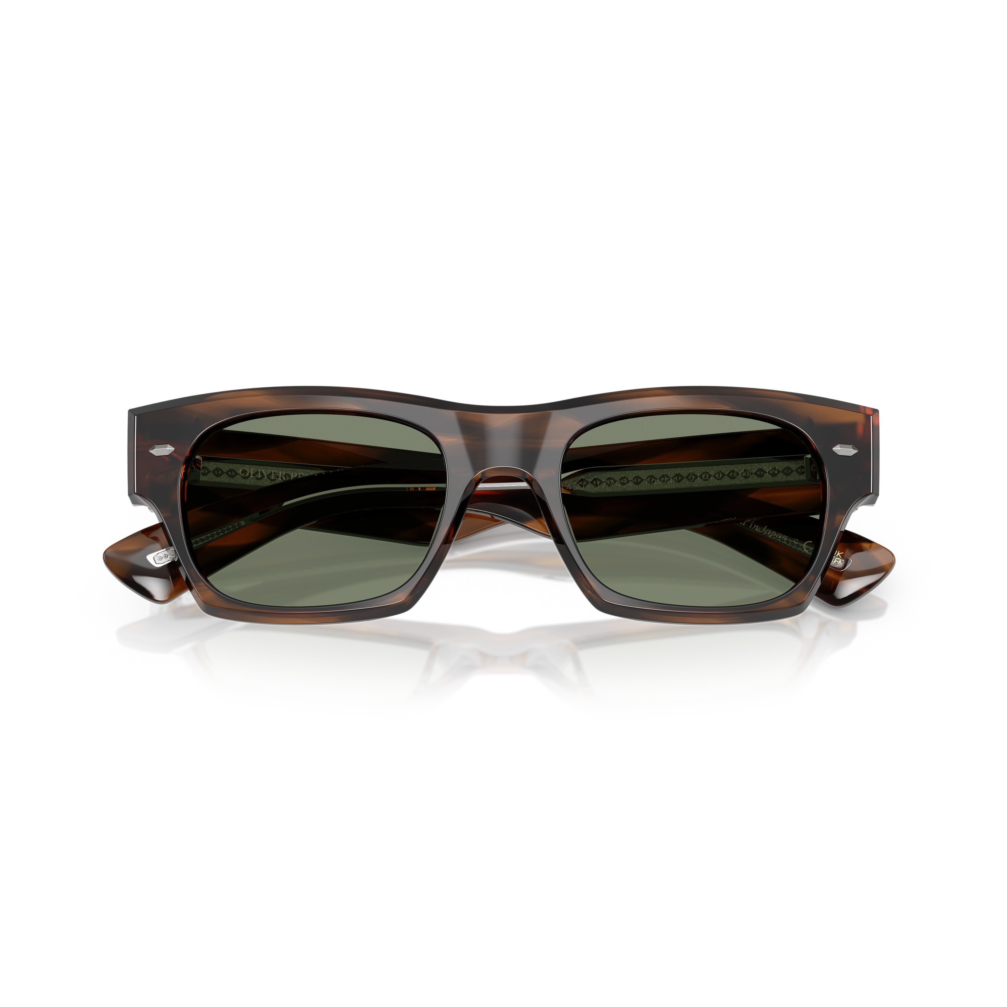 0ov5514su Rectangular Tortoiseshell Acetate Sunglasses with Silver Accents