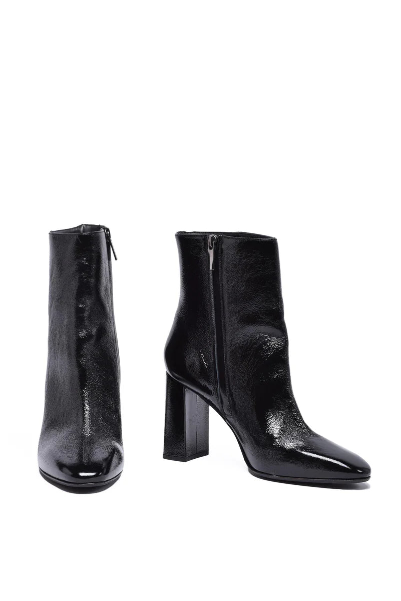 Patent Leather Ankle Boot - Black