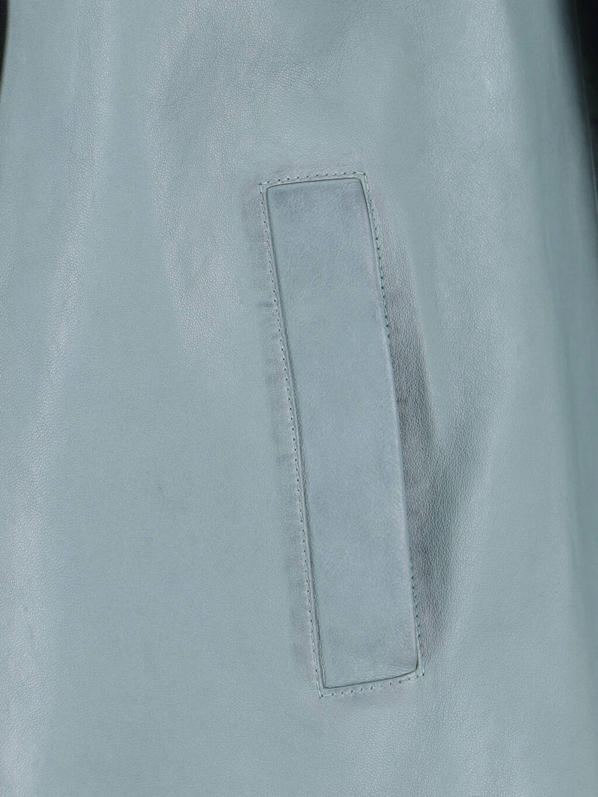 Blue Single-Breasted Lamb Leather Jacket