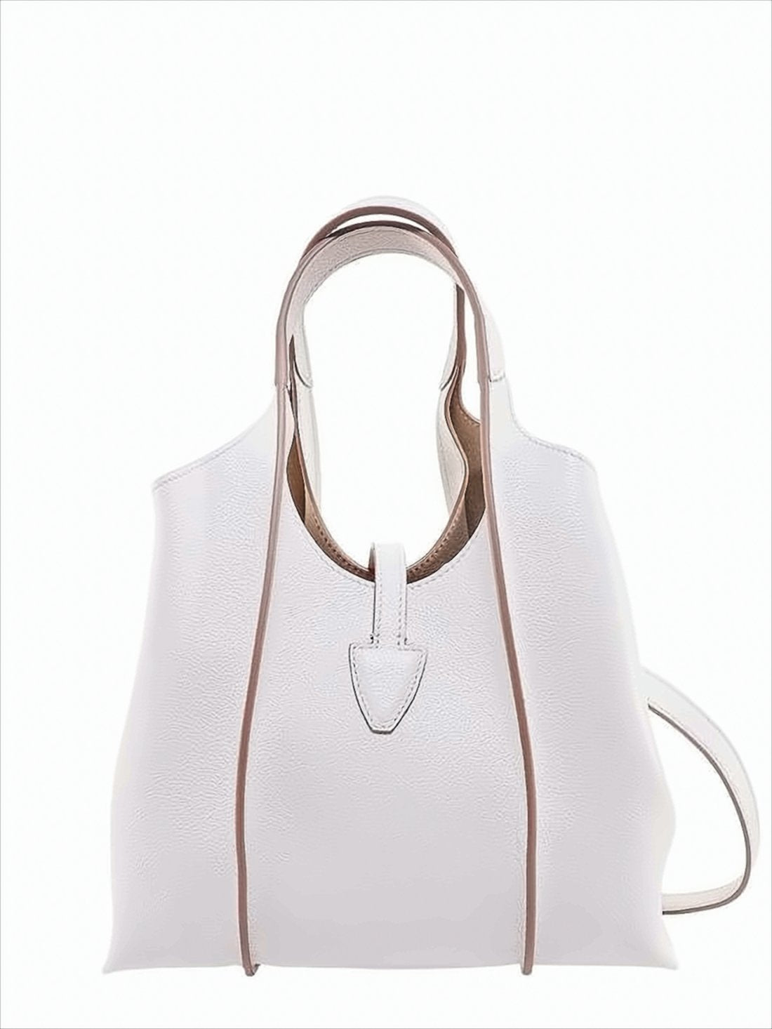 Structured White Leather Mini Tote Bag