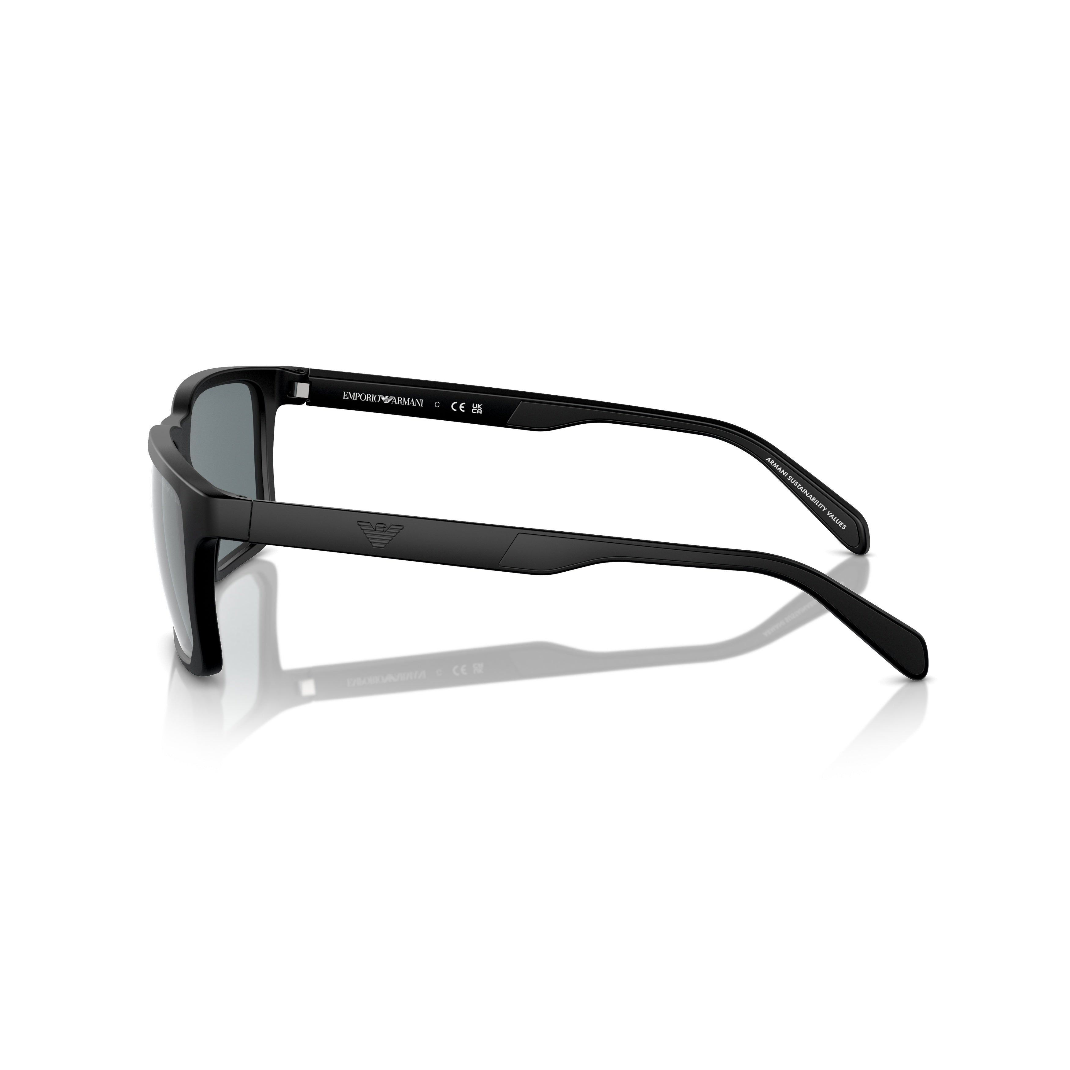 0ea4219 Rectangular Matte Black Sunglasses with Durable Arms