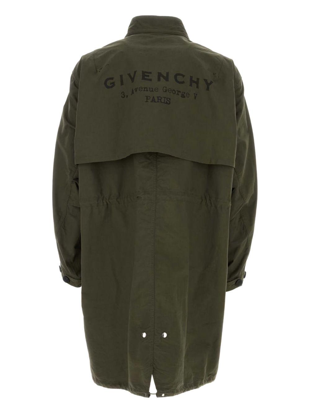 Olive Green Cotton Blend High Neck Coat
