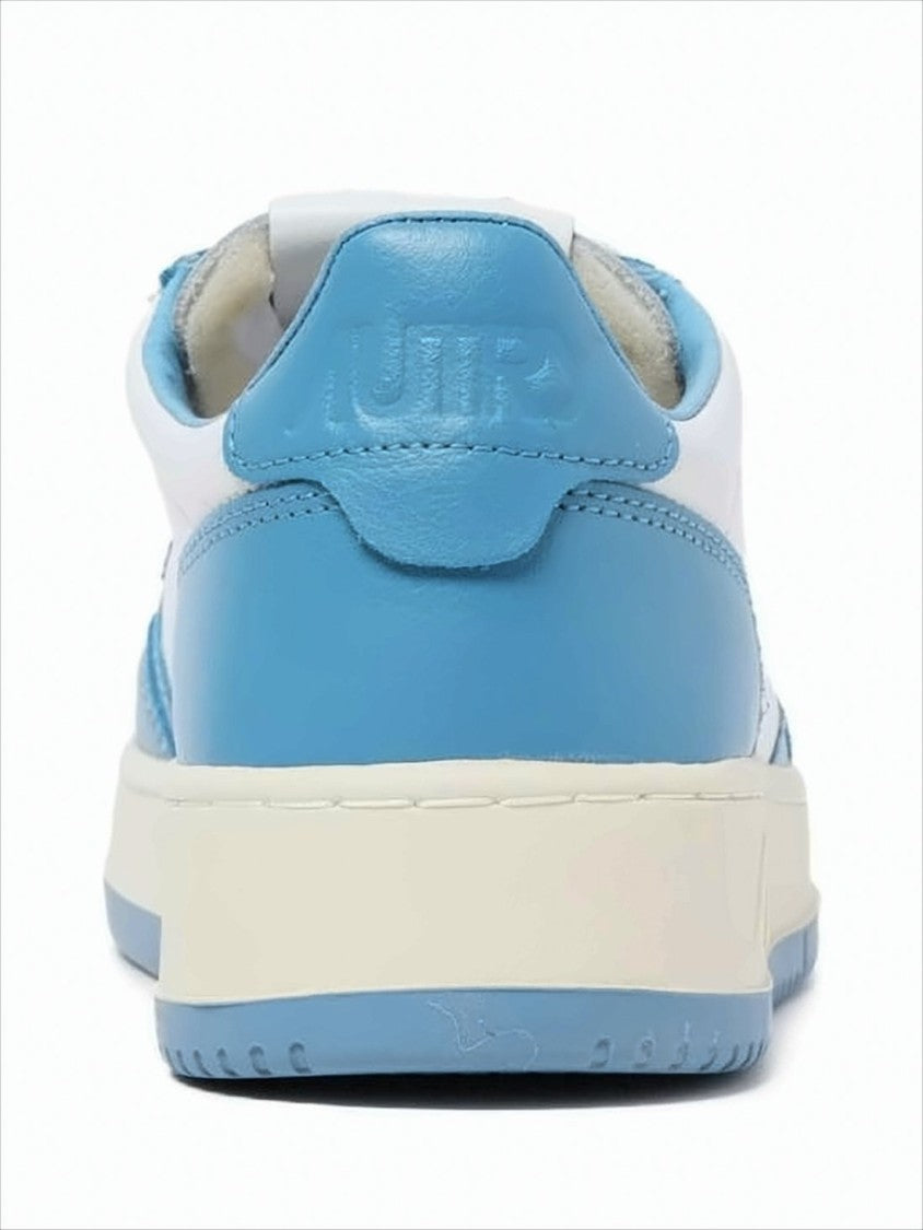 Low-Top Leather Sneakers with Contrasting Overlays