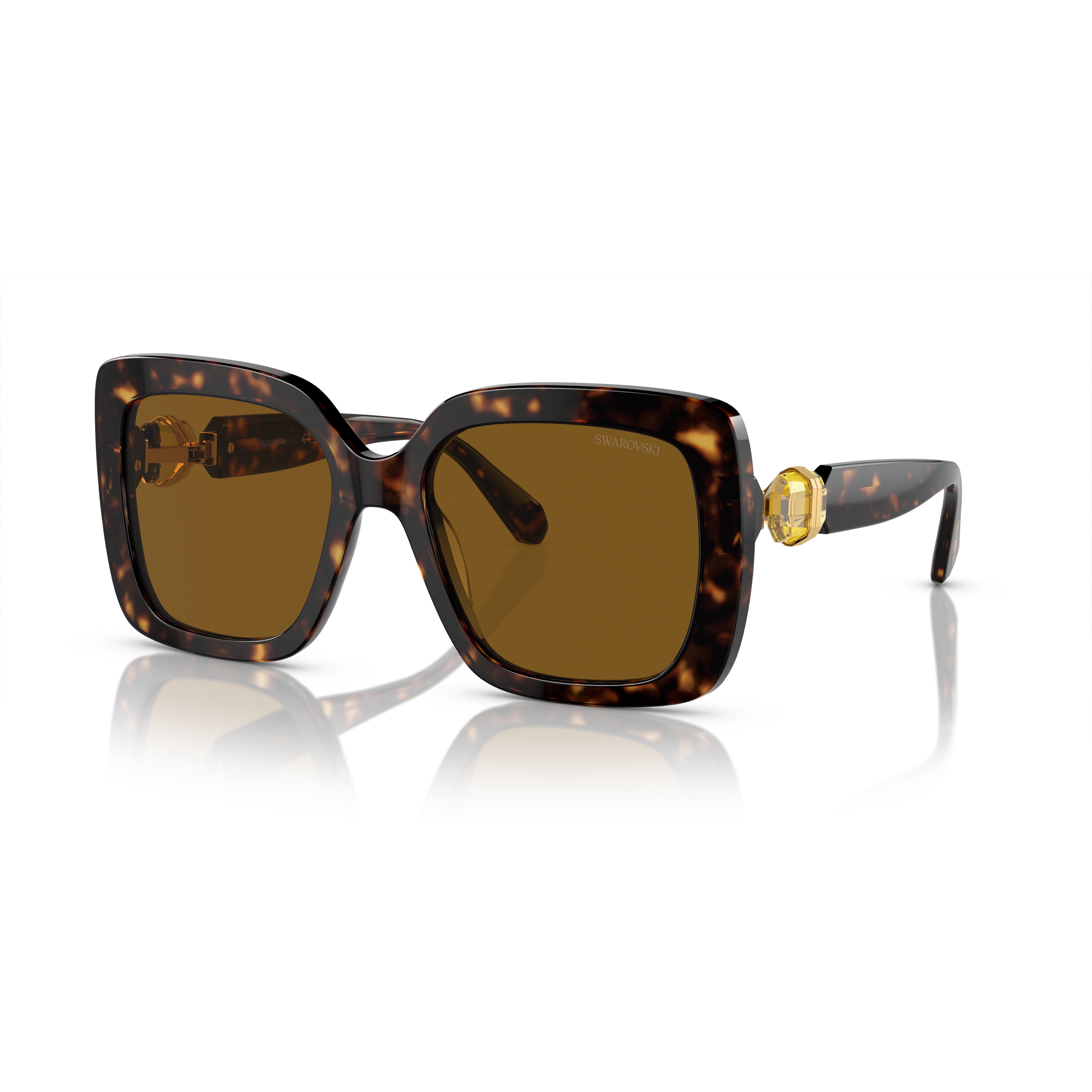 0Sk6001 Oversized Tortoiseshell Square Sunglasses with Golden Accents