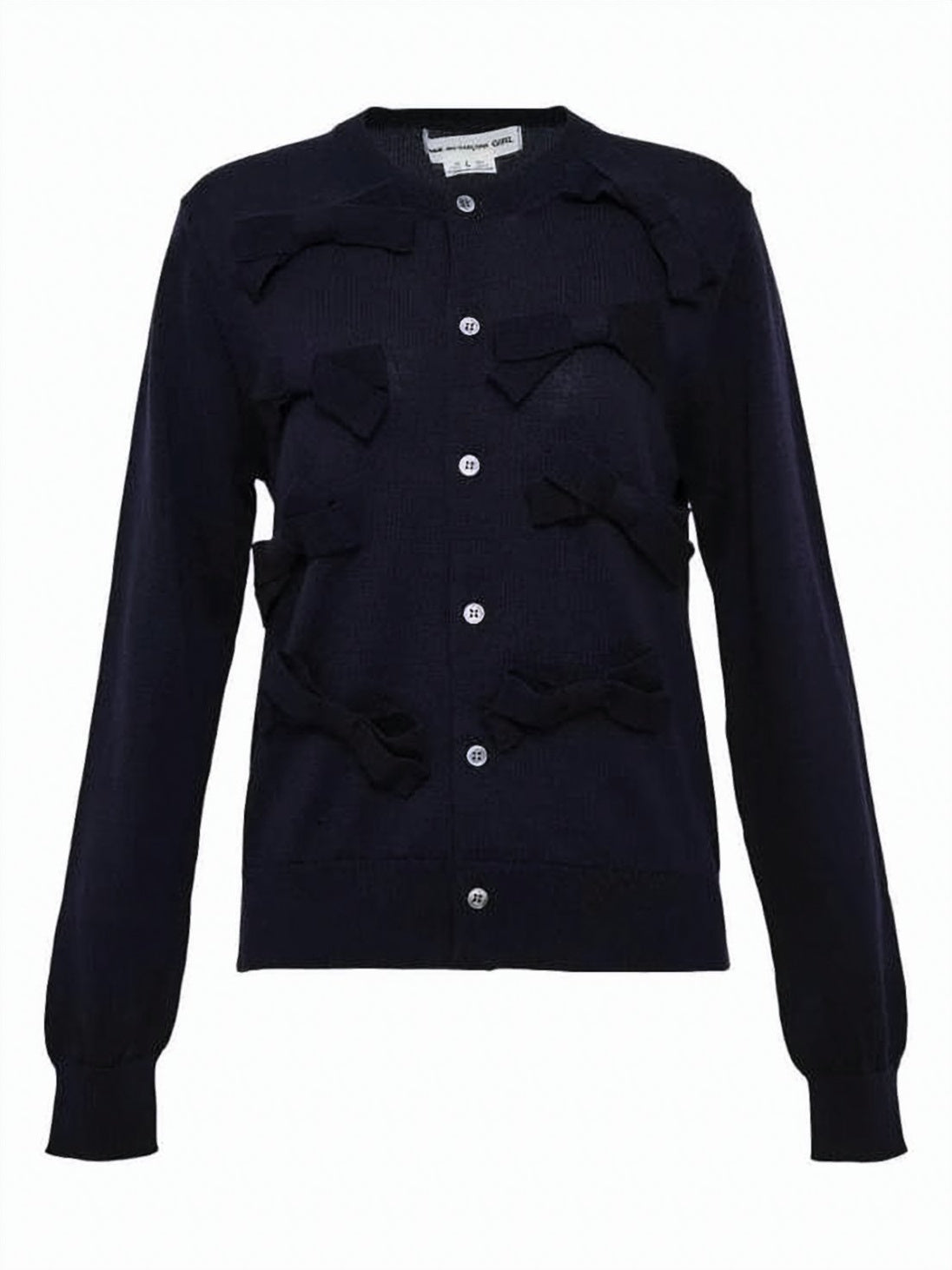 Wool Cardigan with Decorative Bows