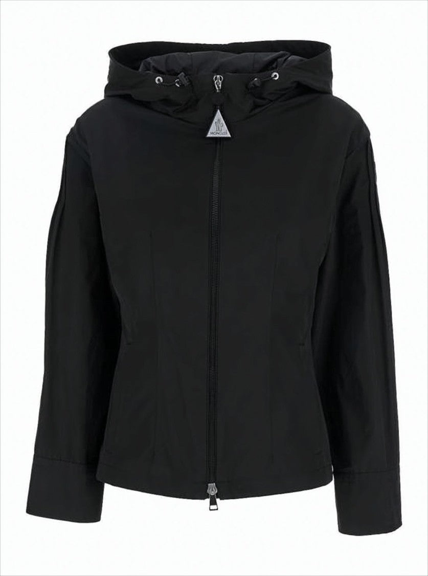 Fitted Black Jacket With Modern Design And Hood