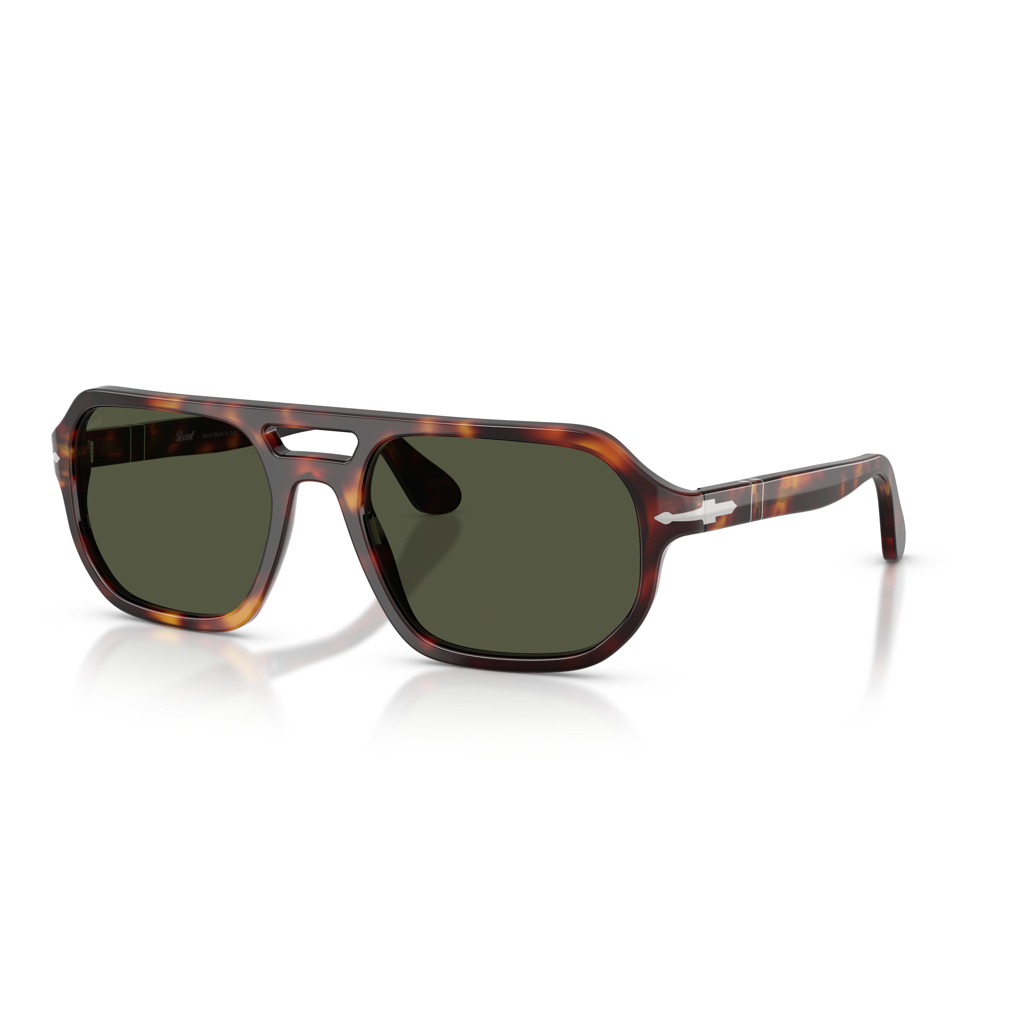 0po3393s Aviator-Inspired Tortoiseshell Sunglasses with Keyhole Bridge