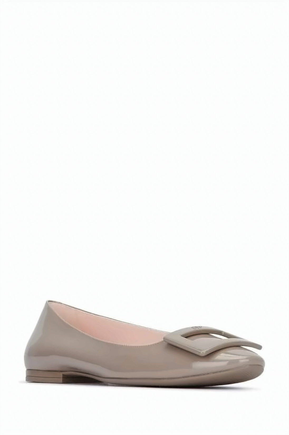 Glossy Calf Leather U-Shape Ballerina Flats