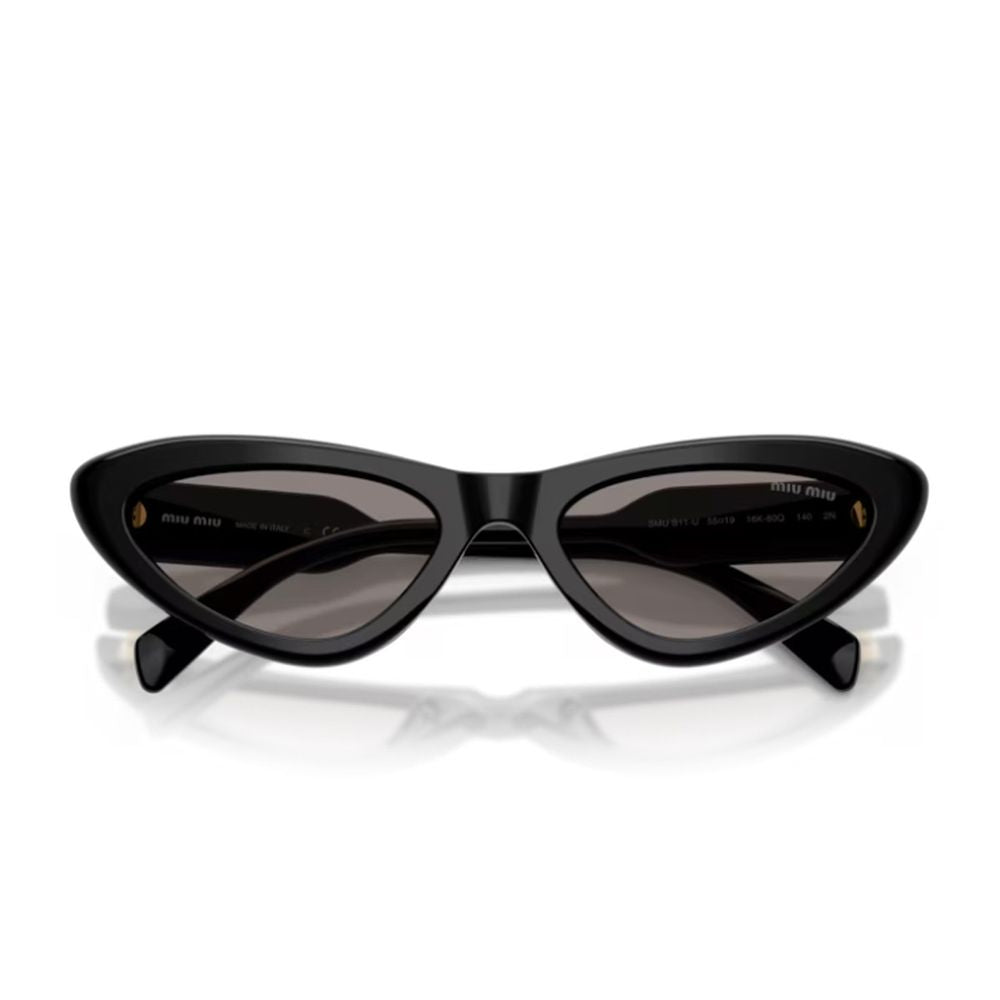 Vertical Logo Cat-Eye Sunglasses in Black Acetate