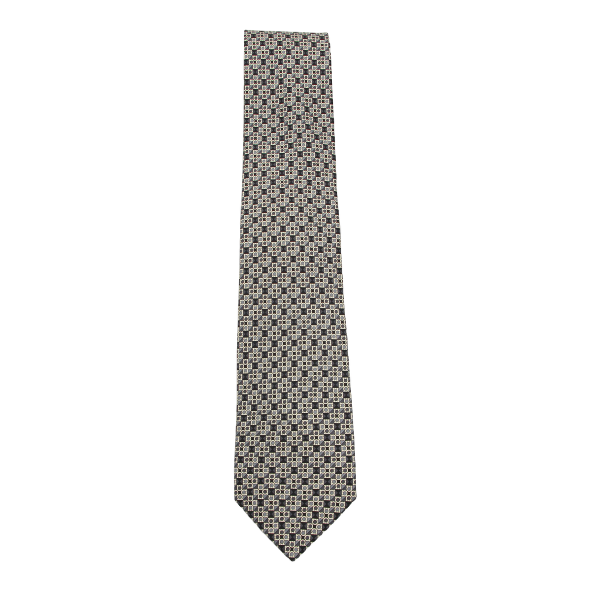 Geometric Pattern Tie in Black and Beige