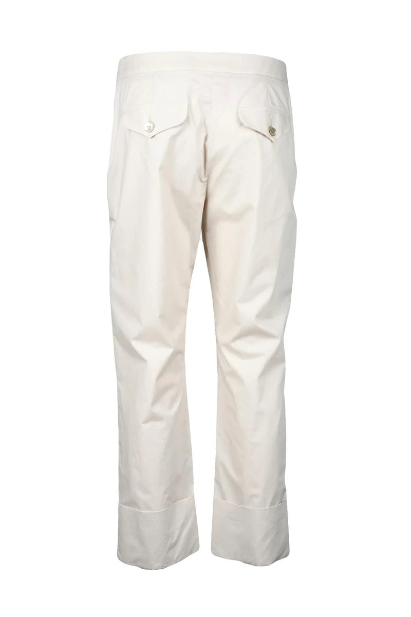 Cropped White Trousers with Straight Leg