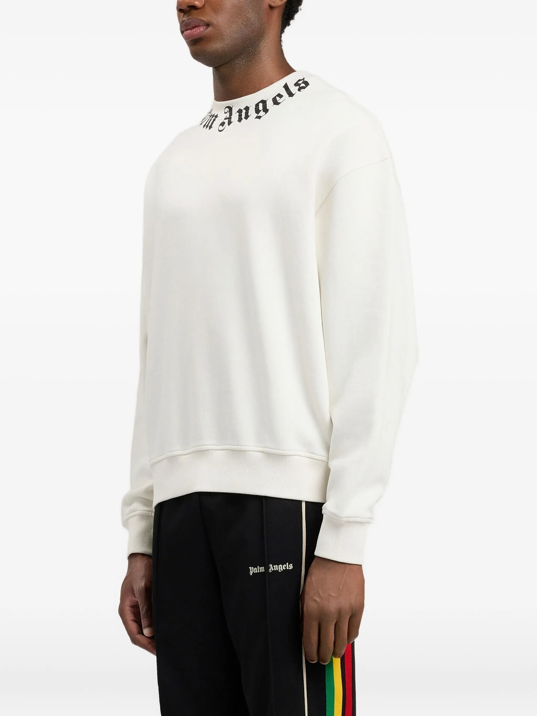White Neck Logo Regular Cotton Sweatshirt