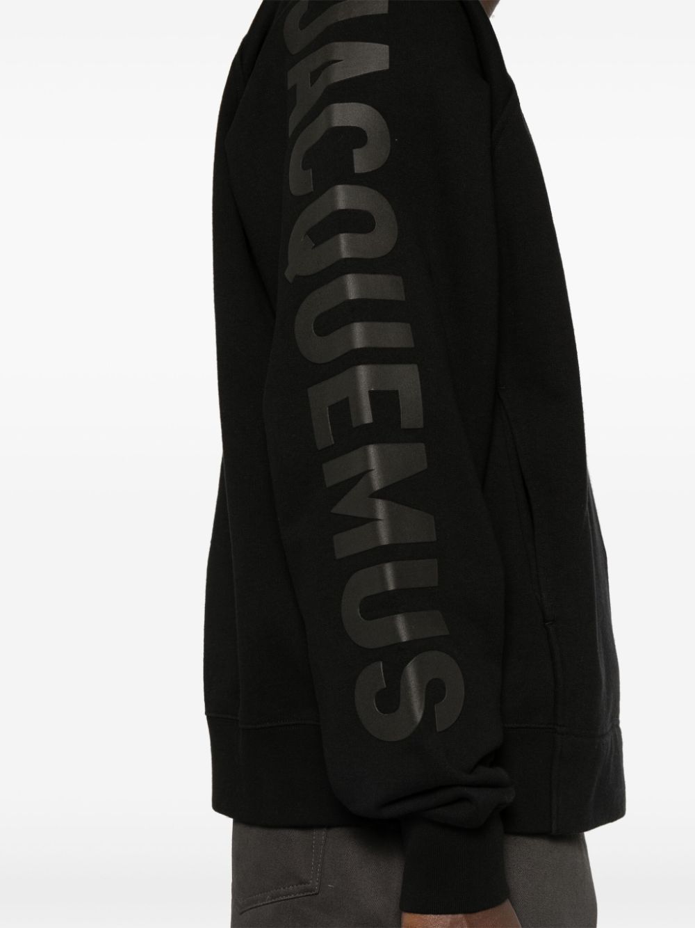 Crew Neck Black Cotton Jersey Sweatshirt