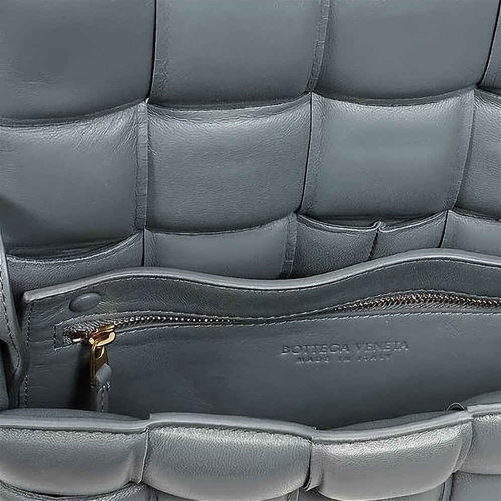 Quilted Grey Padded Shoulder Bag by Bottega Veneta