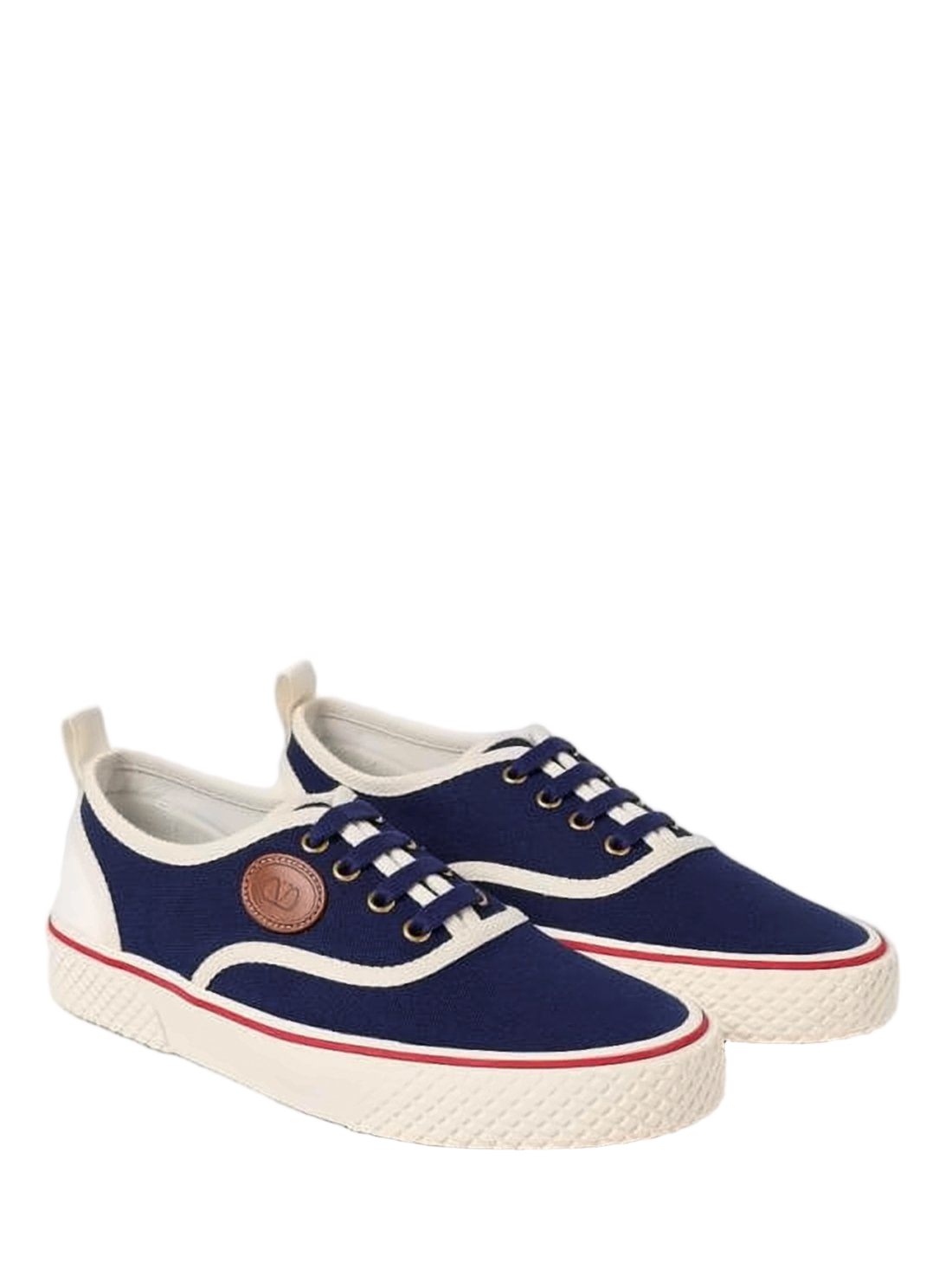 Navy Cotton Low-Top Sneakers