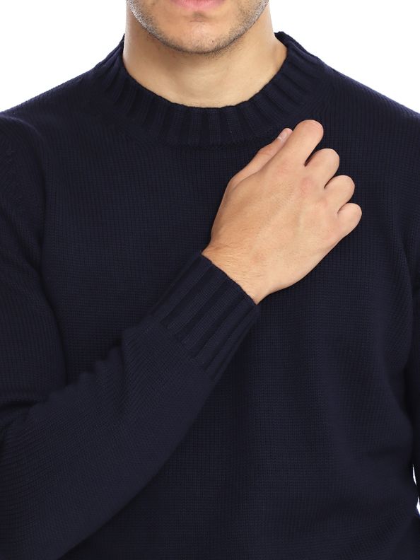 High Crew Neck Extra-Fine Merino Wool Sweater