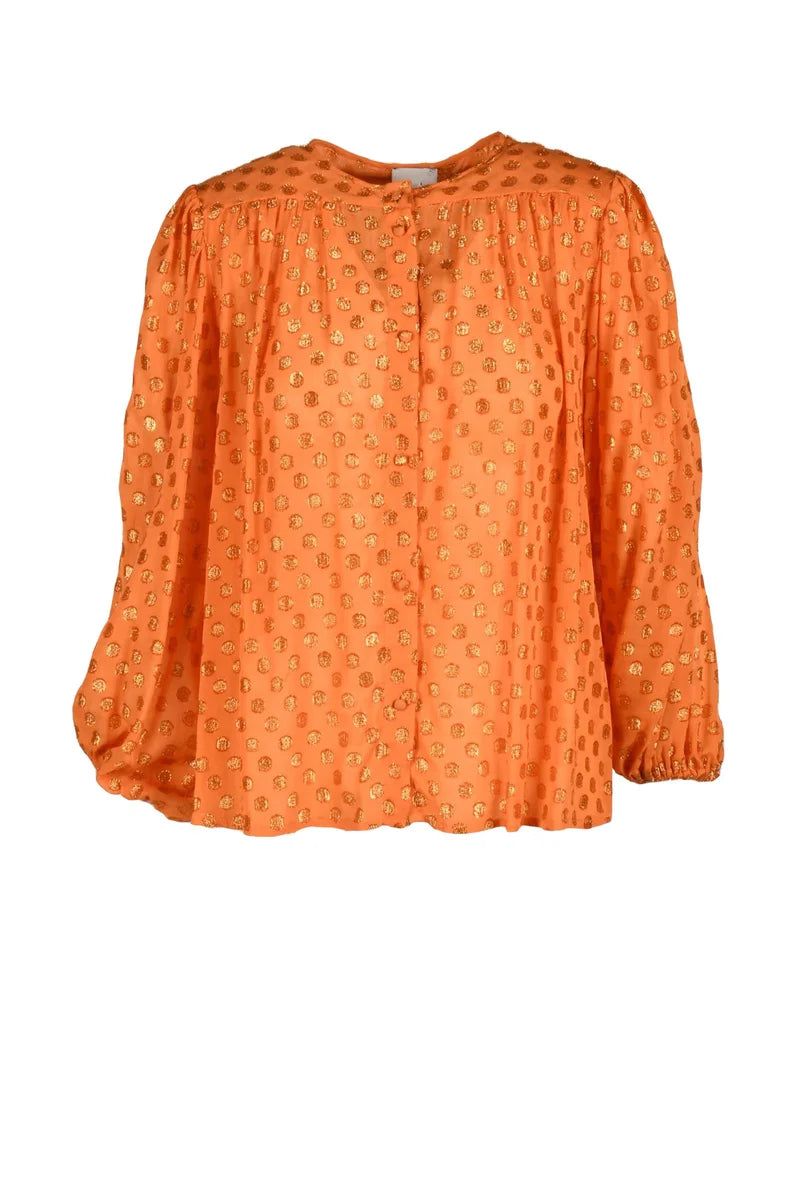 Viscose Metallic Fiber Blouse - Orange