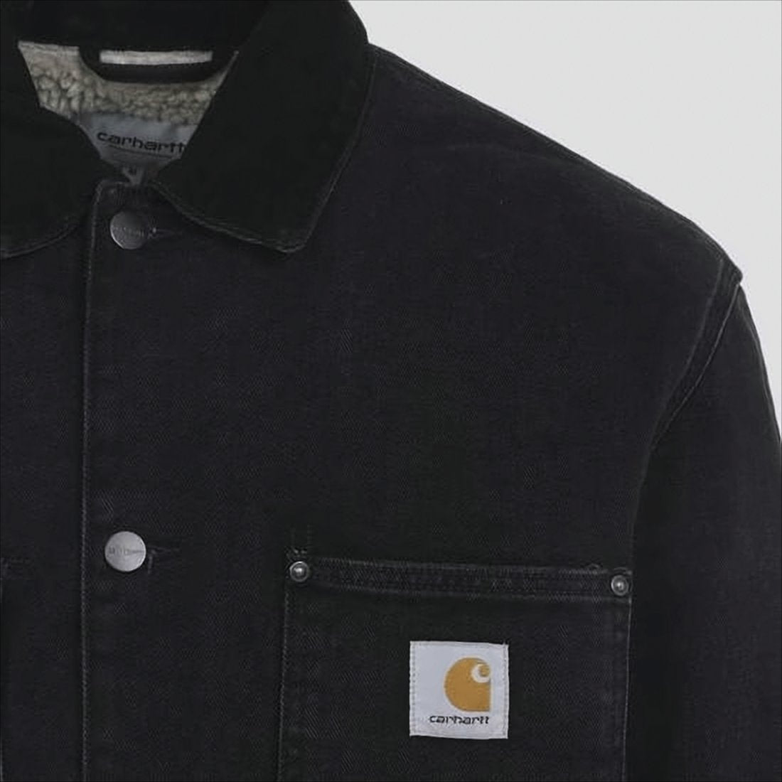 Structured Black Chore Coat With Button-Up Front
