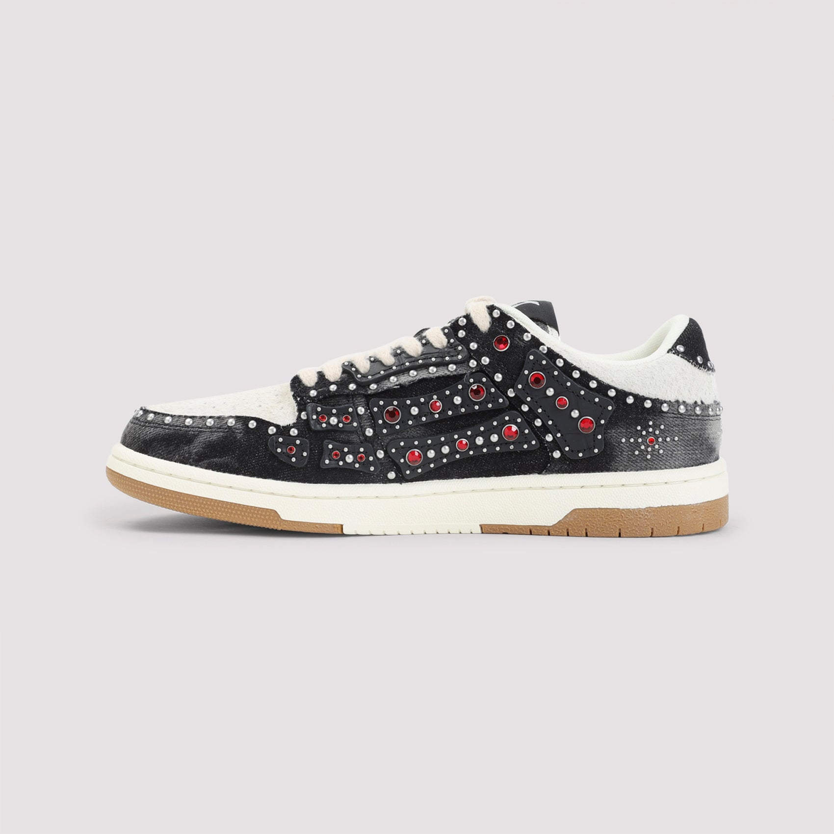 Textured Black Low-Top Sneakers With Studded Detailing