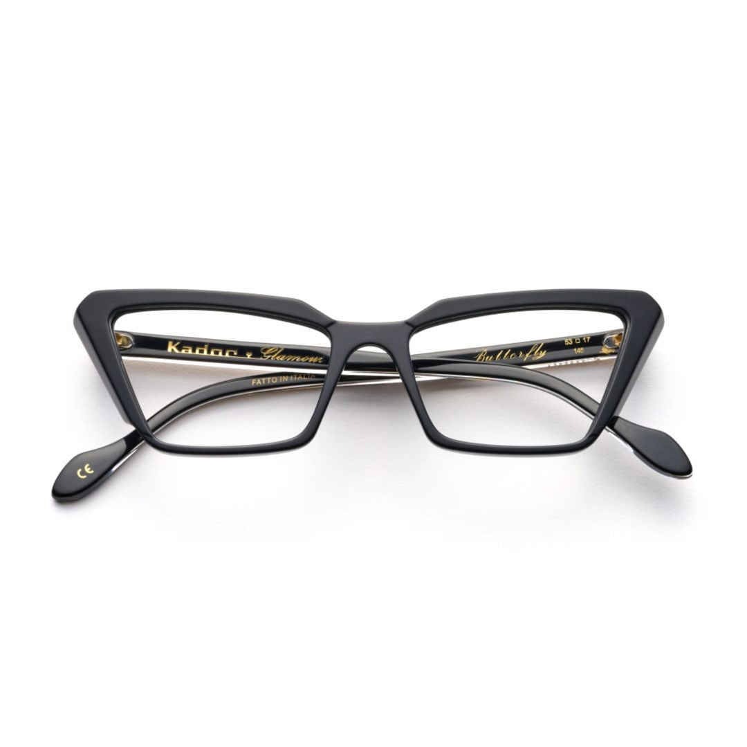 Butterfly Glamour-V Angular Cat-Eye Sunglasses with Stylish Gold Accents