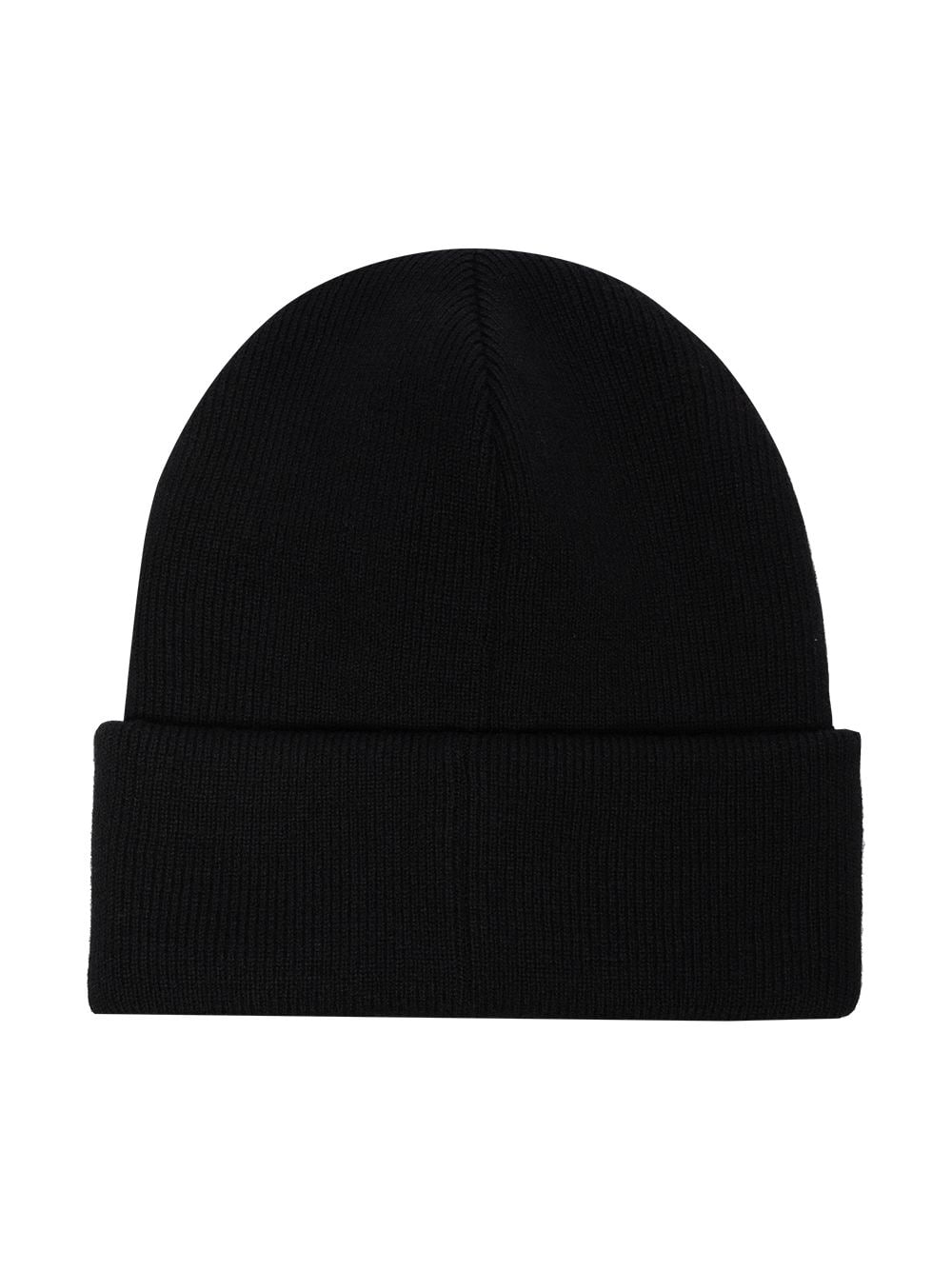 Ribbed Knit Wool Folded Logo Hat