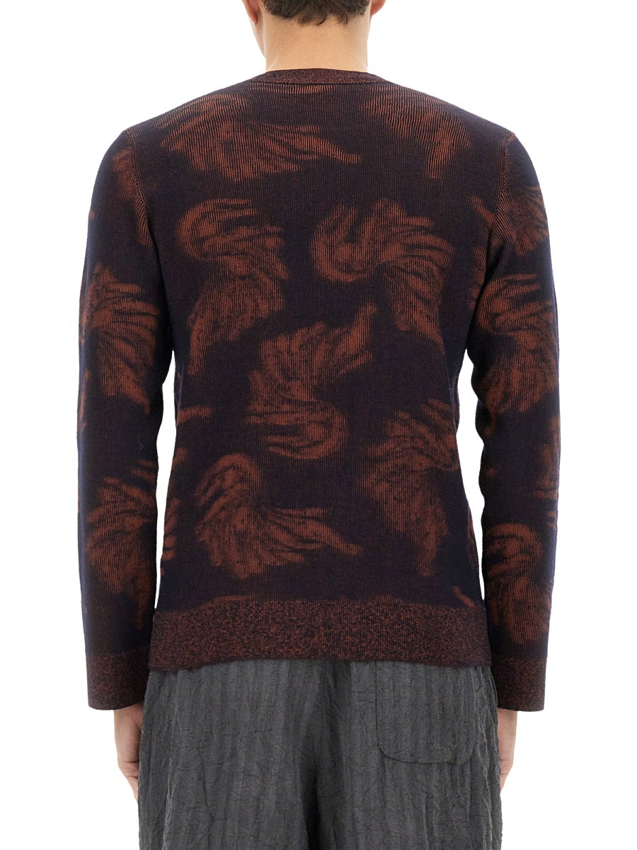 Textured Jacquard Knit Sweater With Classic Fit