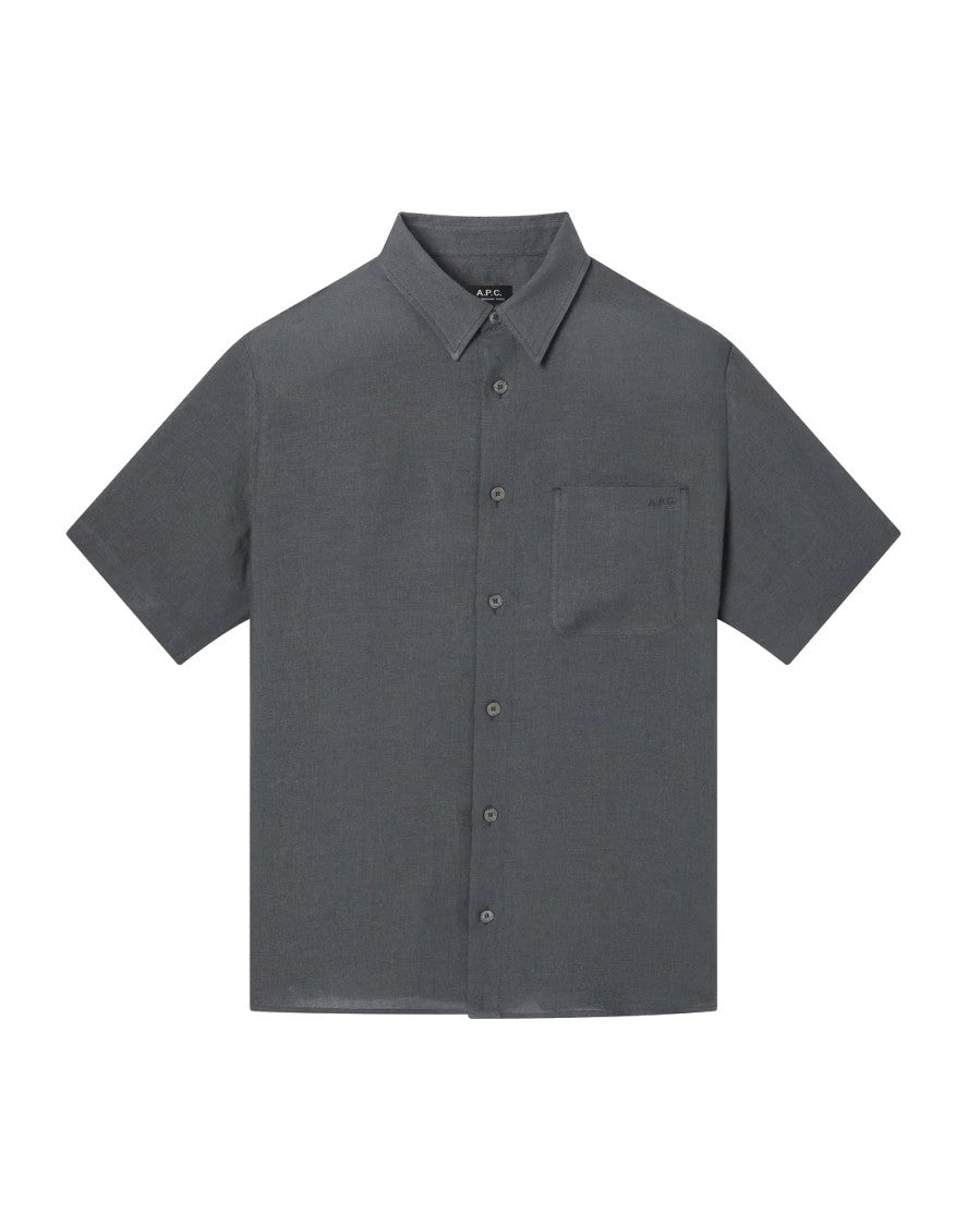 Casual Short-Sleeve Linen Shirt With Classic Collar