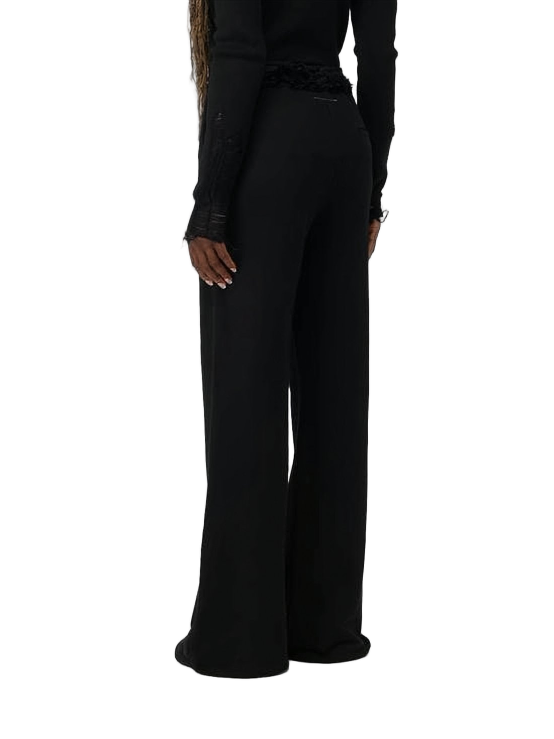 Relaxed Fit Flared Jogger Pants in Black Cotton