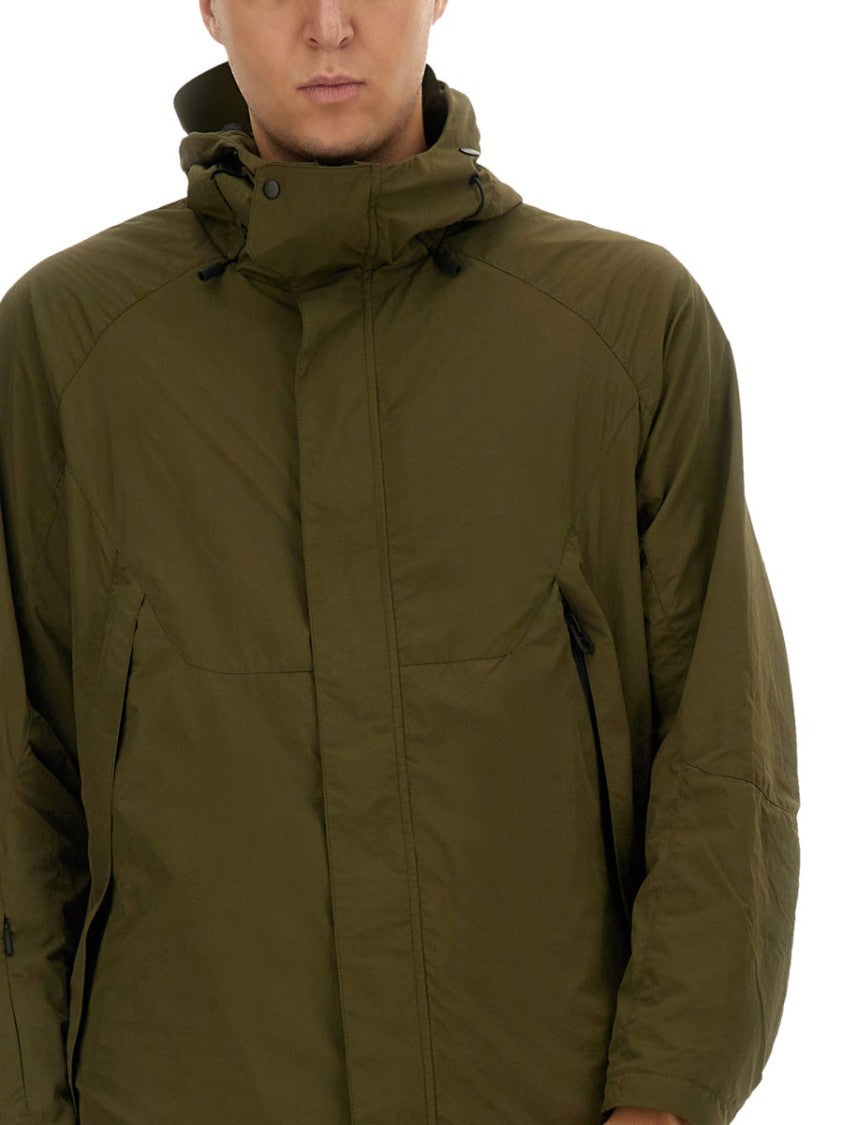 Long Green Nylon Parka With Design