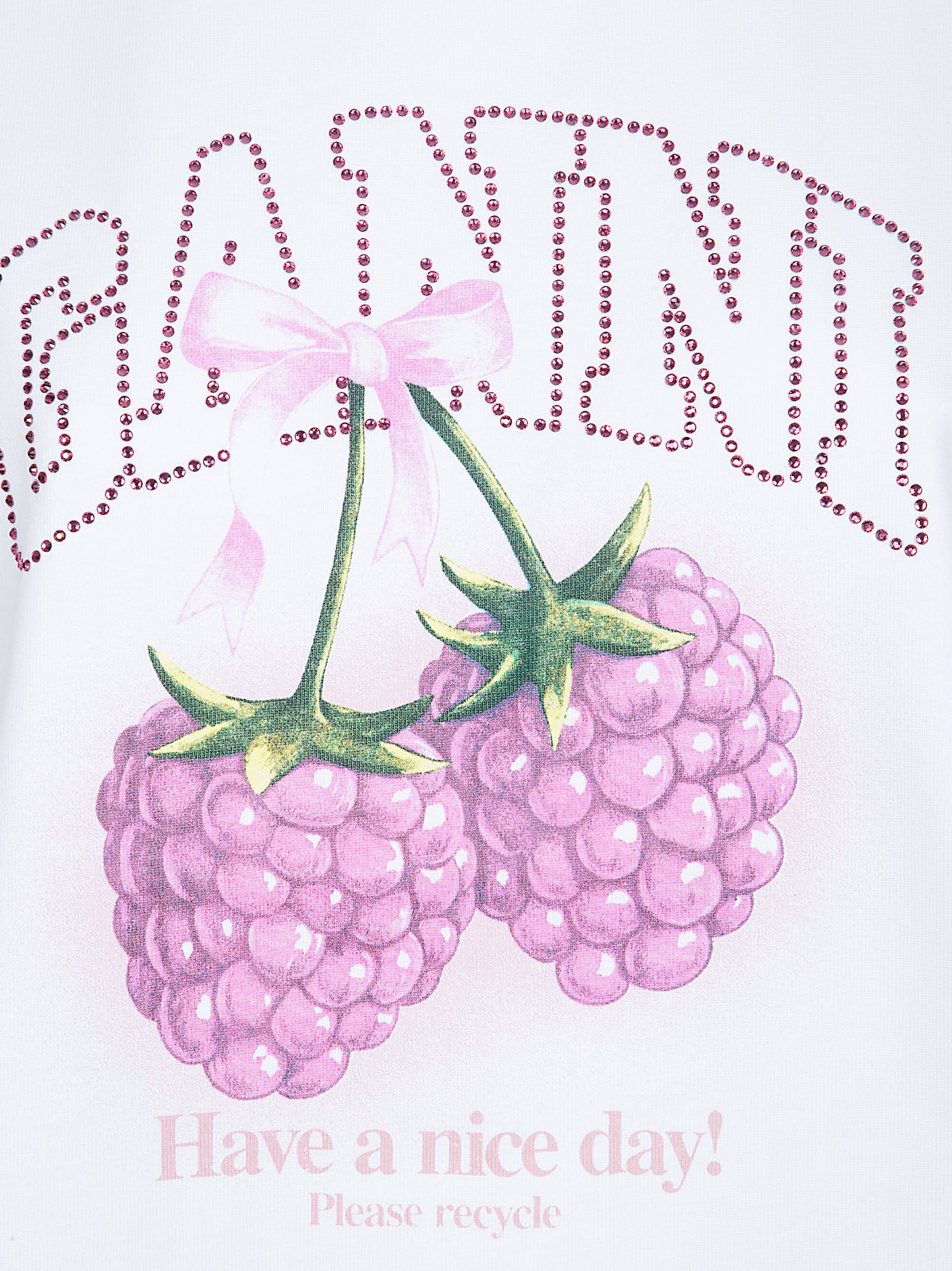 Short-Sleeved Crew Neck T-Shirt with Playful Raspberry Print