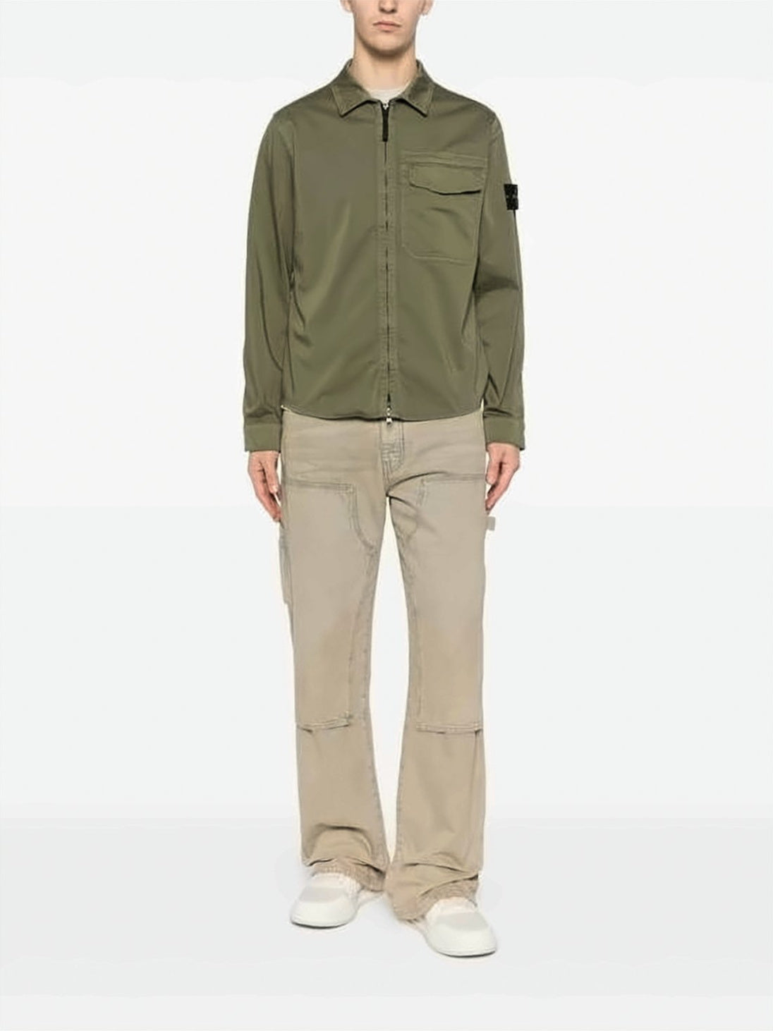 Minimalist Green Stone Island Jacket with Flap Pocket