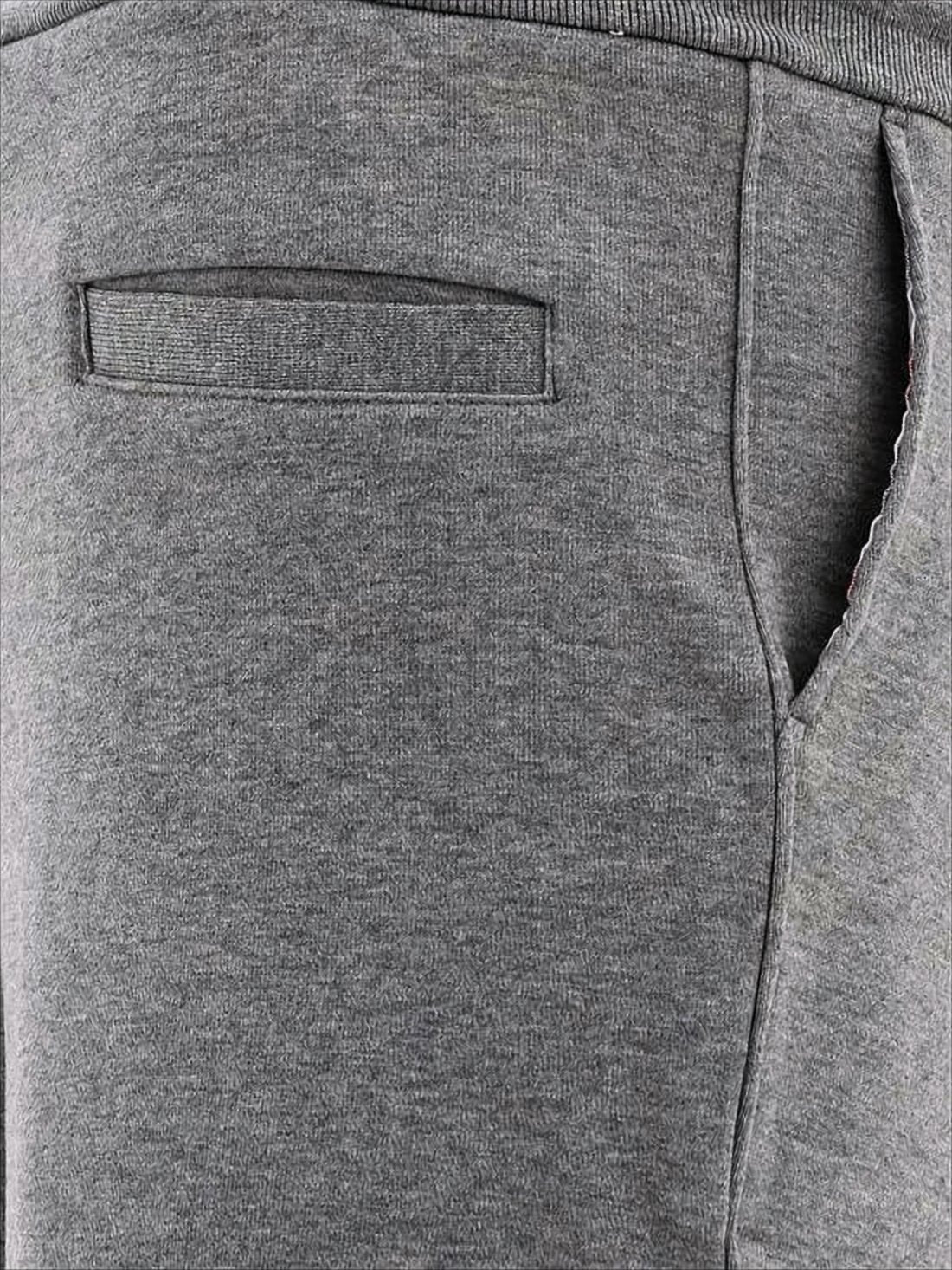 Tapered Grey Cotton Jogger Pants with Ribbed Cuffs and Signature Accents