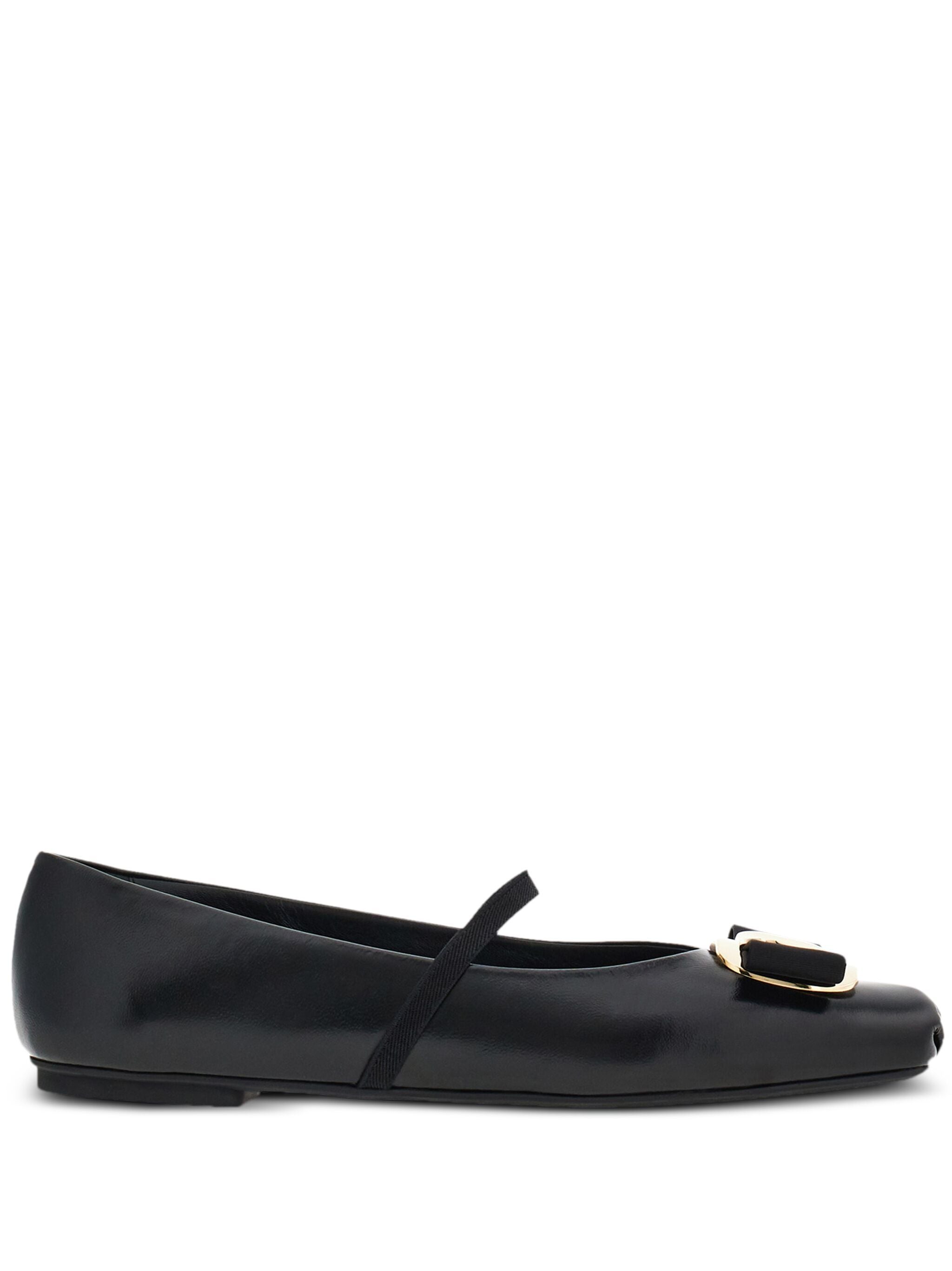 Black Zina Sophisticated Nappa Leather Ballerinas