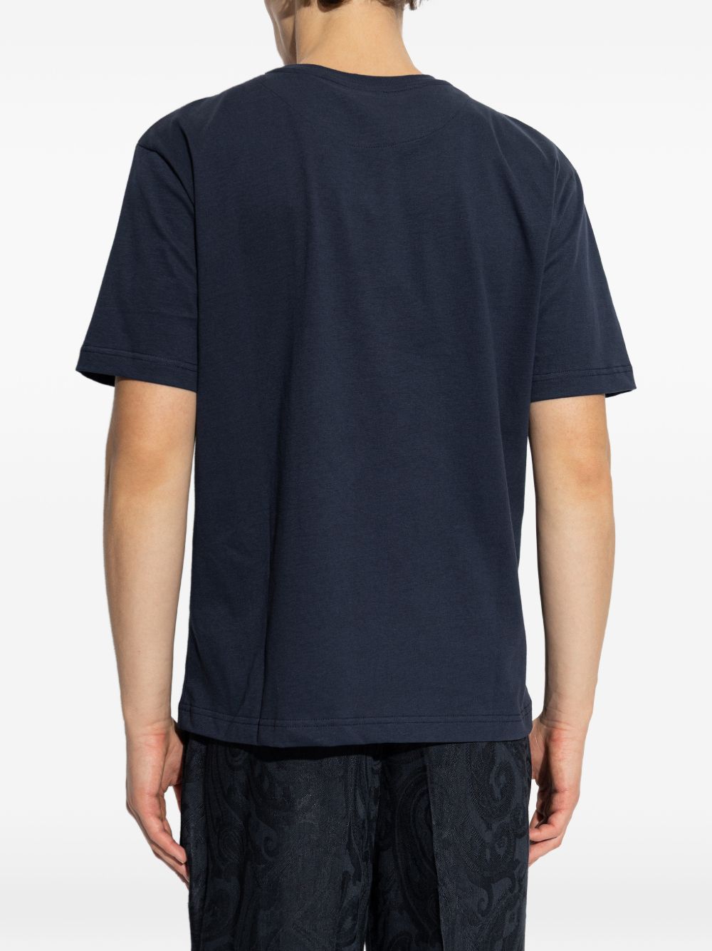 Blue T-Shirt With Ribbed Crewneck